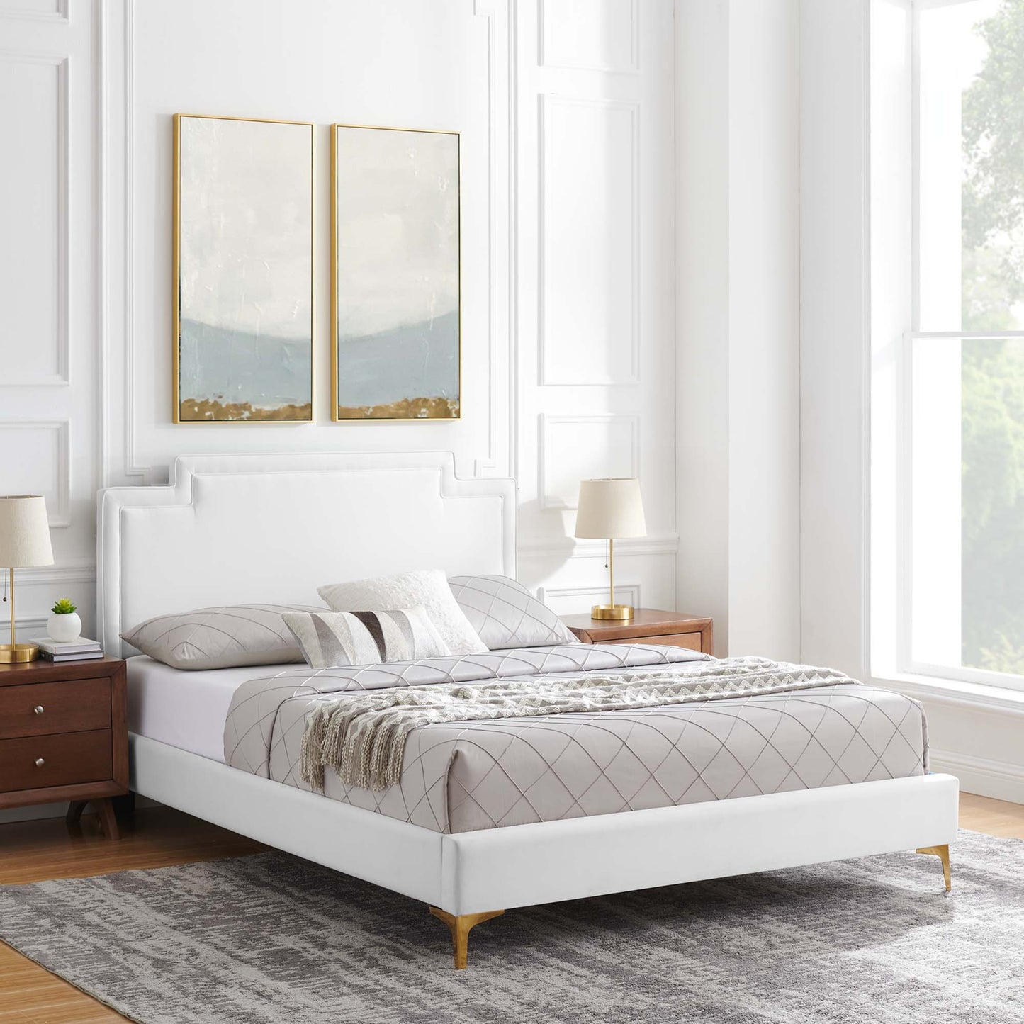 Cama King de terciopelo Liva Performance de Modway