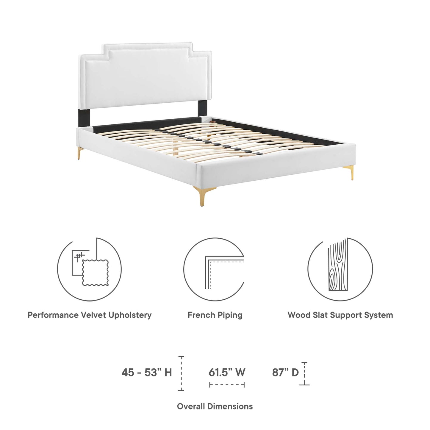 Cama King de terciopelo Liva Performance de Modway