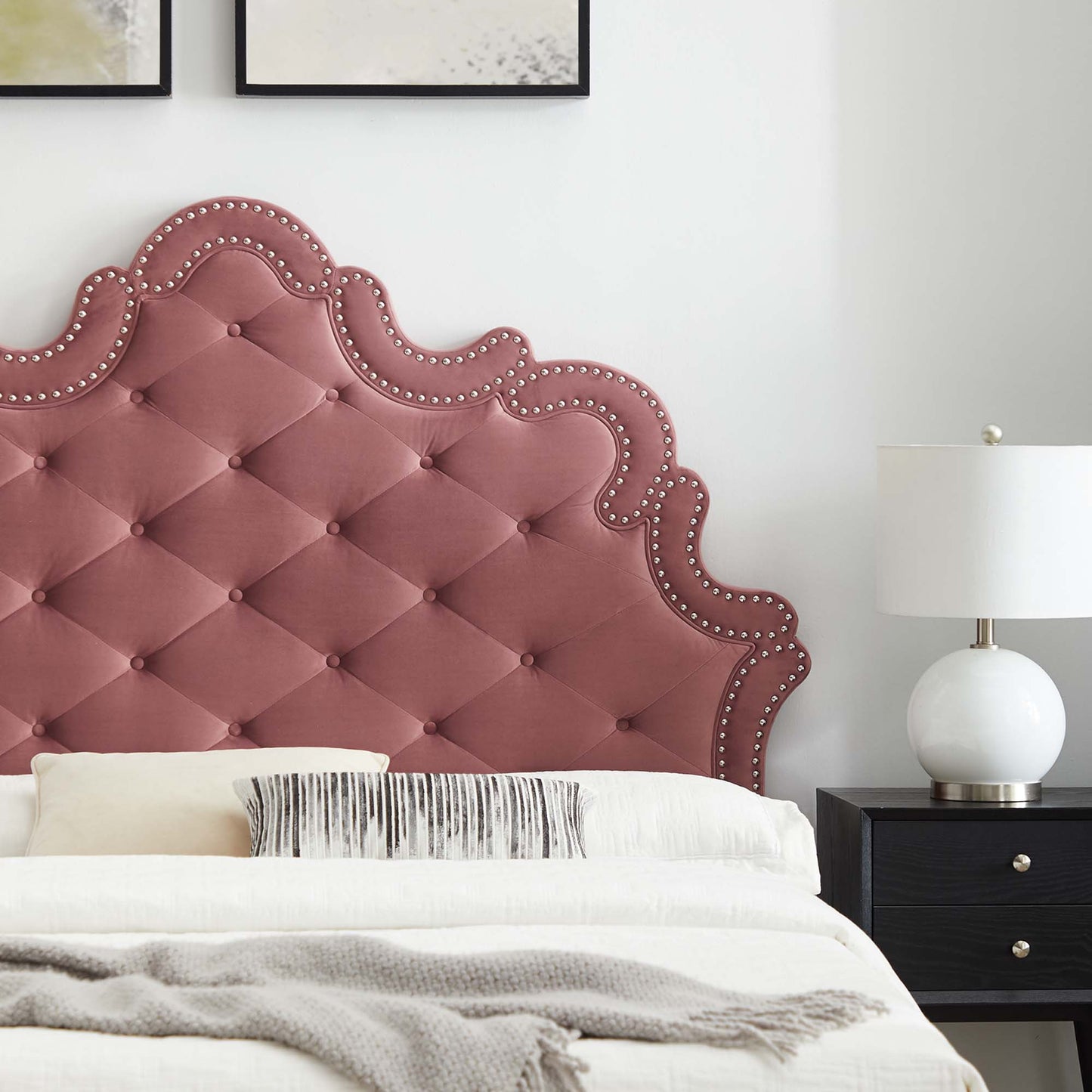 Sasha Button-Tufted Performance Velvet King Bed