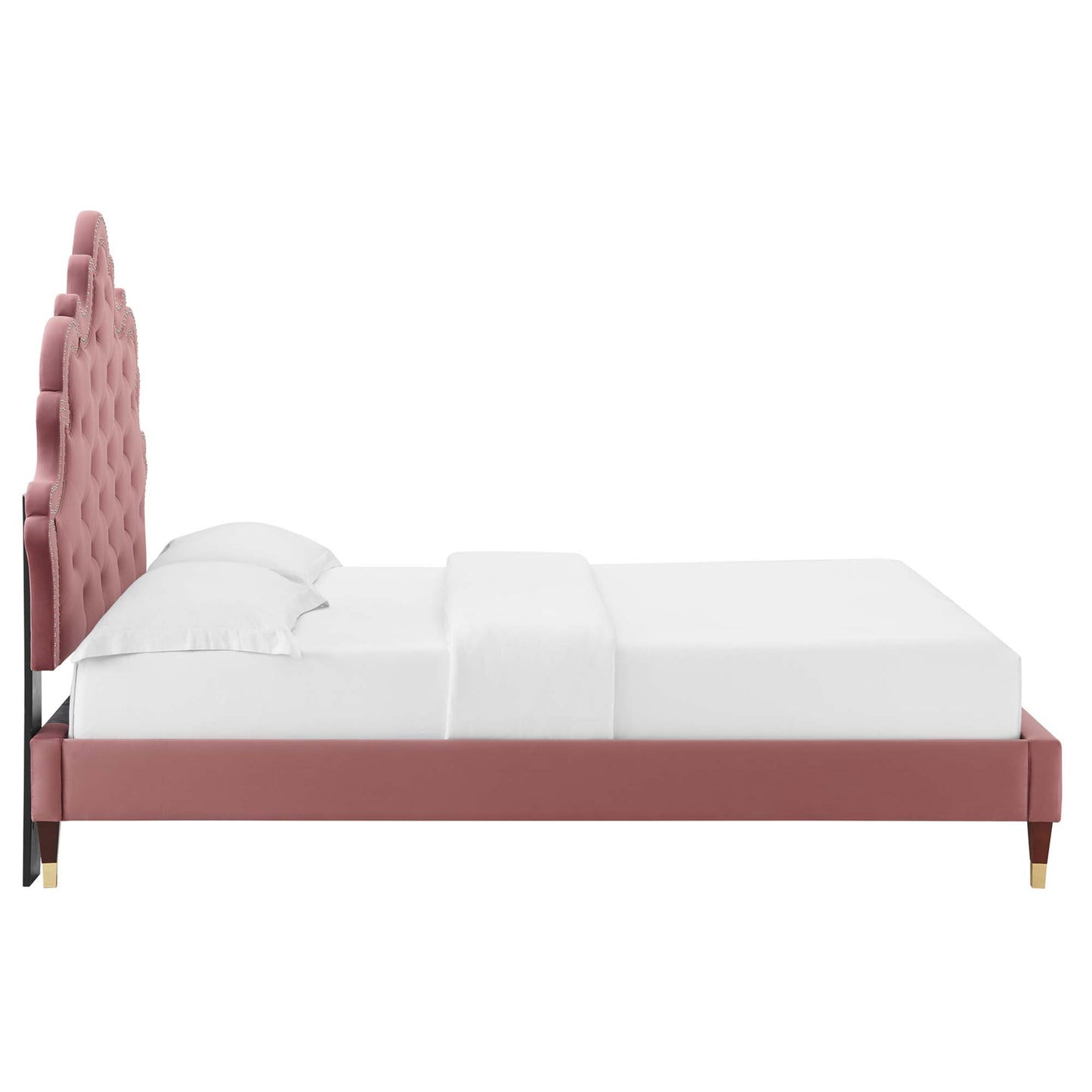 Sasha Button-Tufted Performance Velvet King Bed