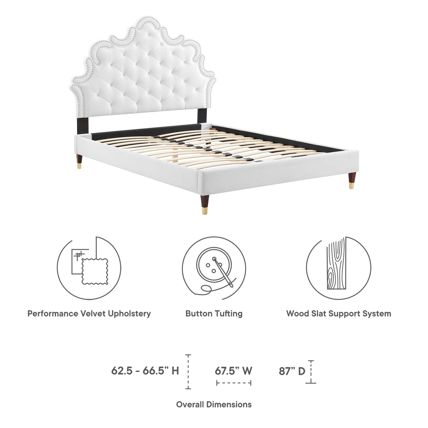 Sasha Button-Tufted Performance Velvet King Bed