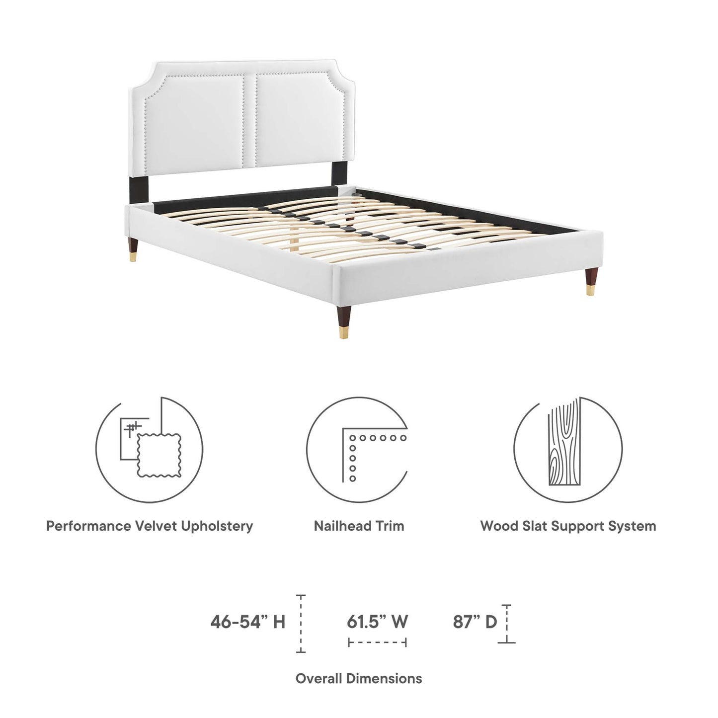 Cama King de terciopelo Novi Performance de Modway