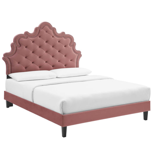 Sasha Button-Tufted Performance Velvet King Bed