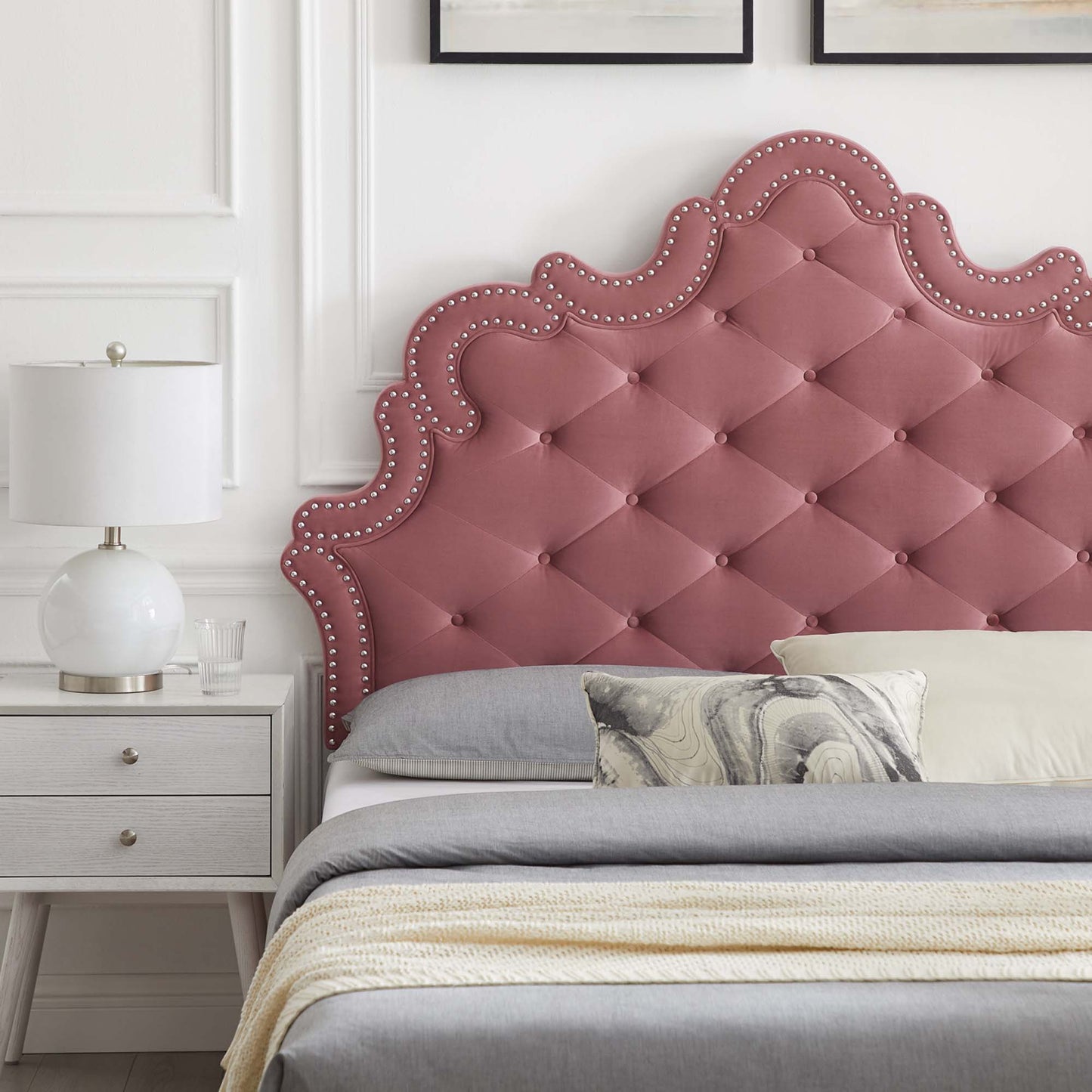 Sasha Button-Tufted Performance Velvet King Bed