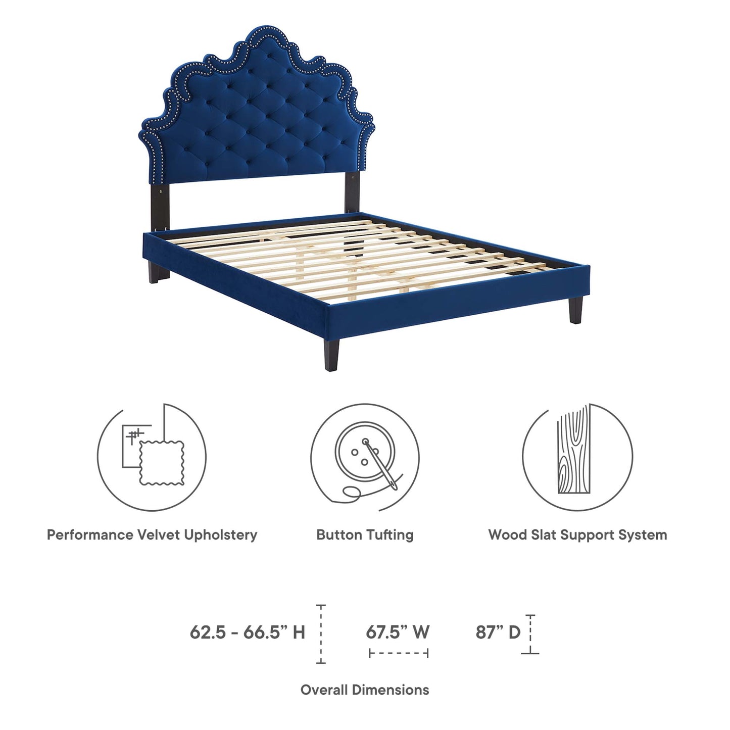 Sasha Button-Tufted Performance Velvet King Bed