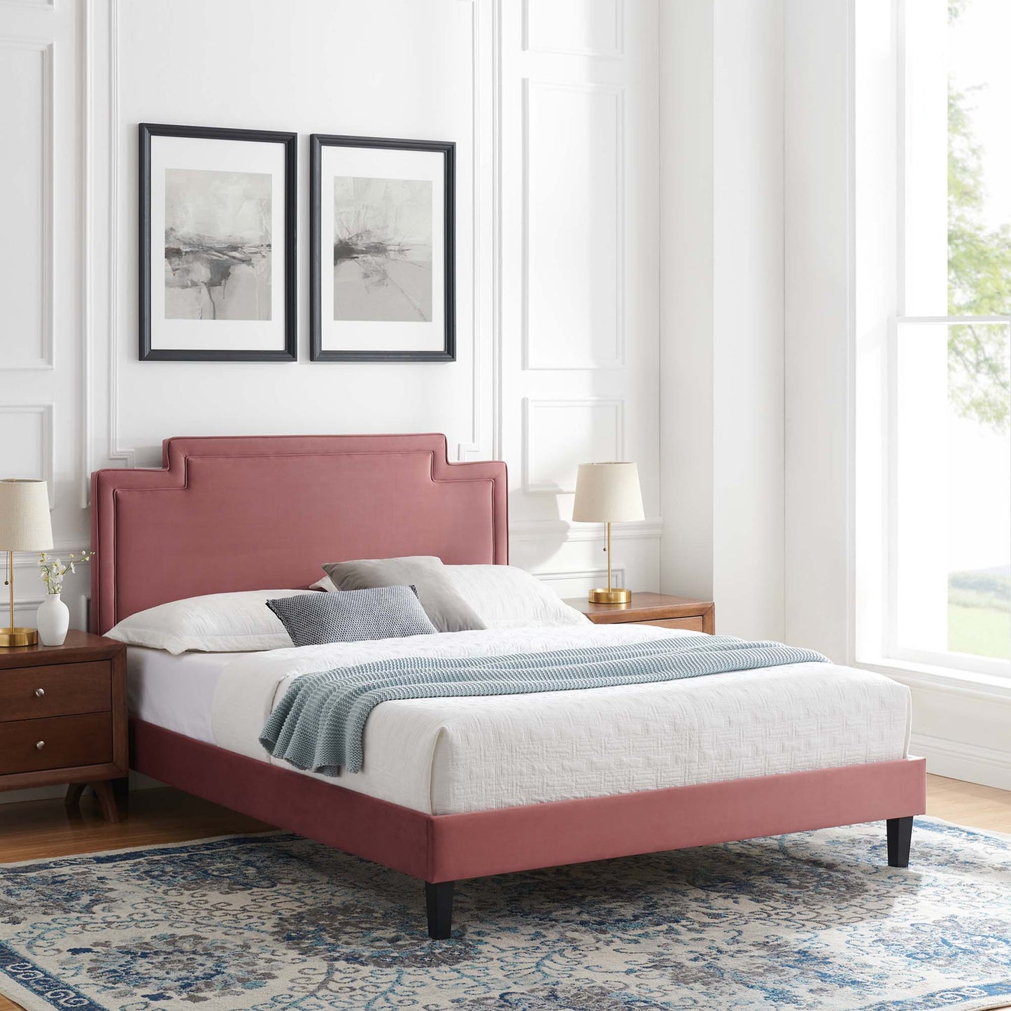 Cama King de terciopelo Liva Performance de Modway