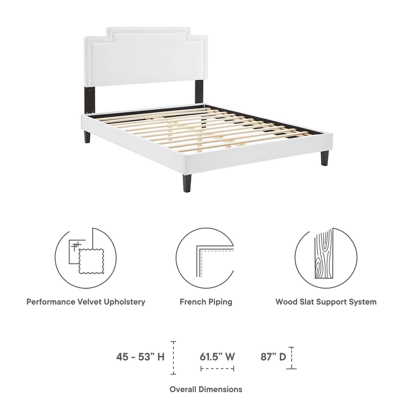 Cama King de terciopelo Liva Performance de Modway