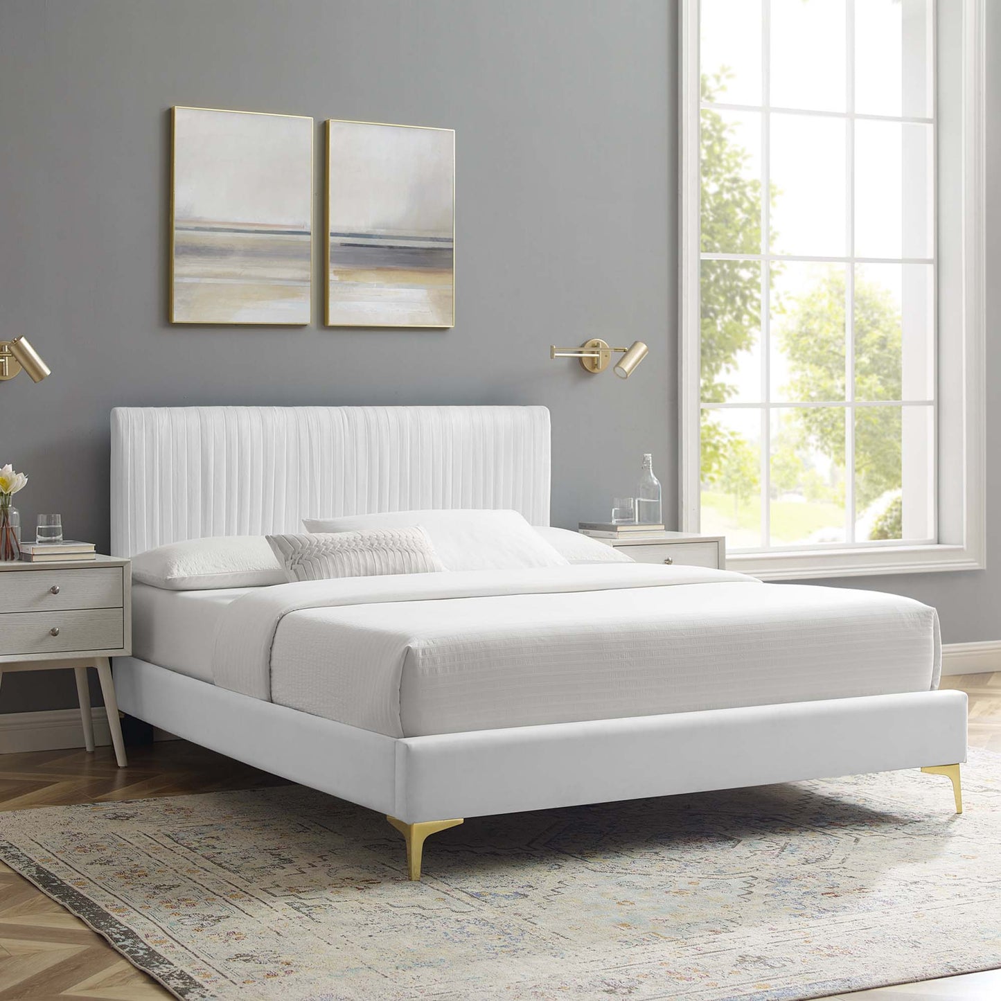 Cama de plataforma doble Peyton Performance Velvet de Modway