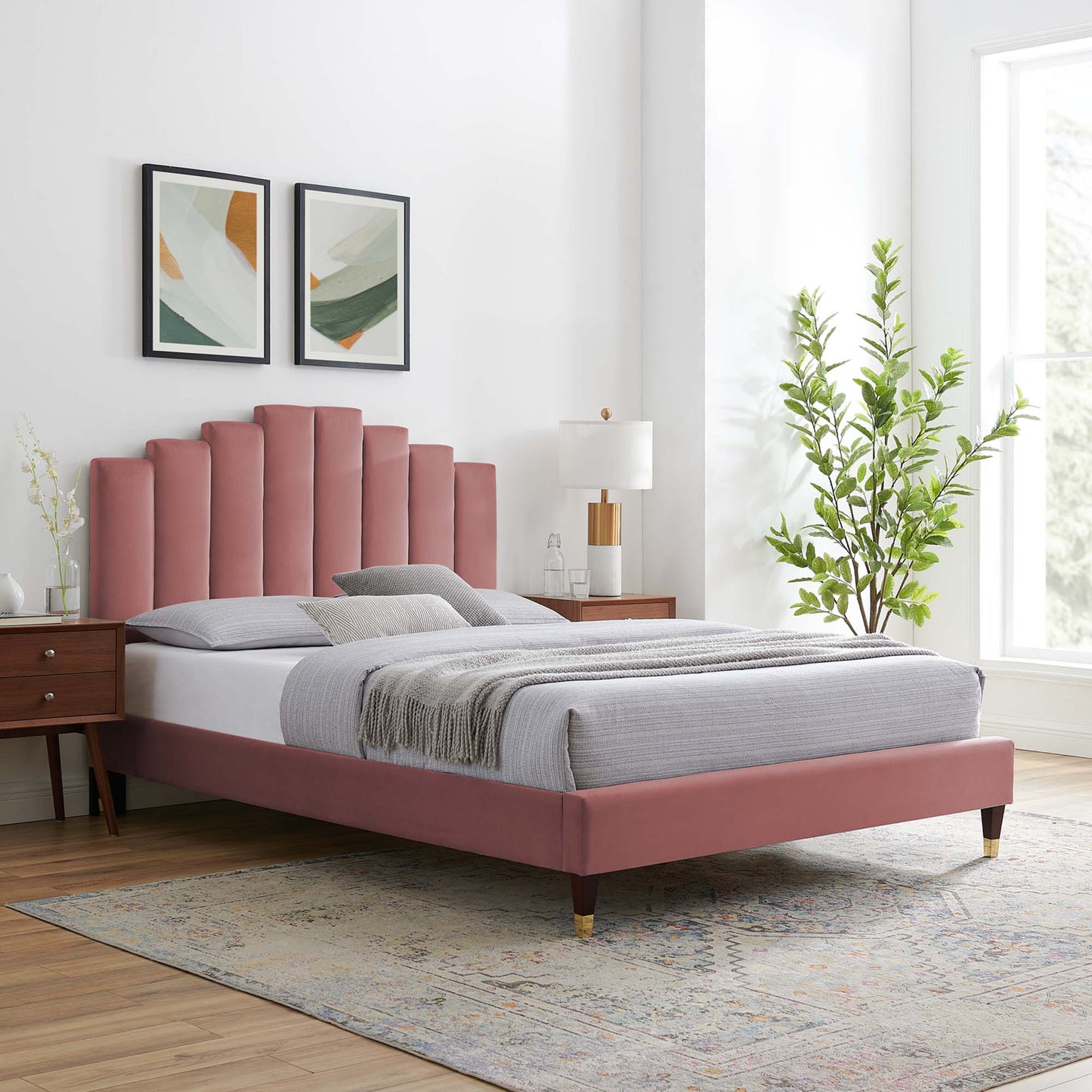 Elise Performance Velvet Twin Platform Bed