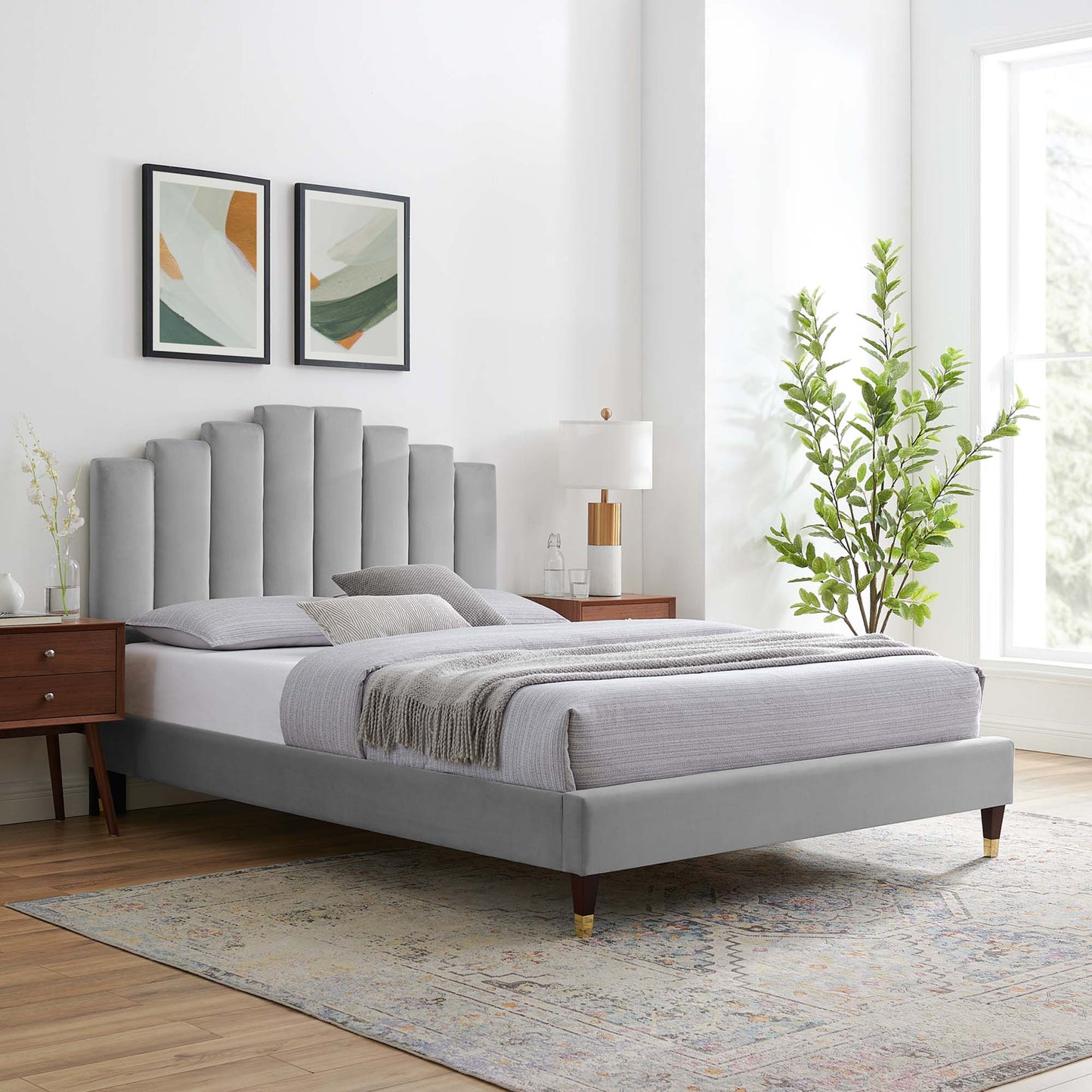 Elise Performance Velvet Full Platform Bed