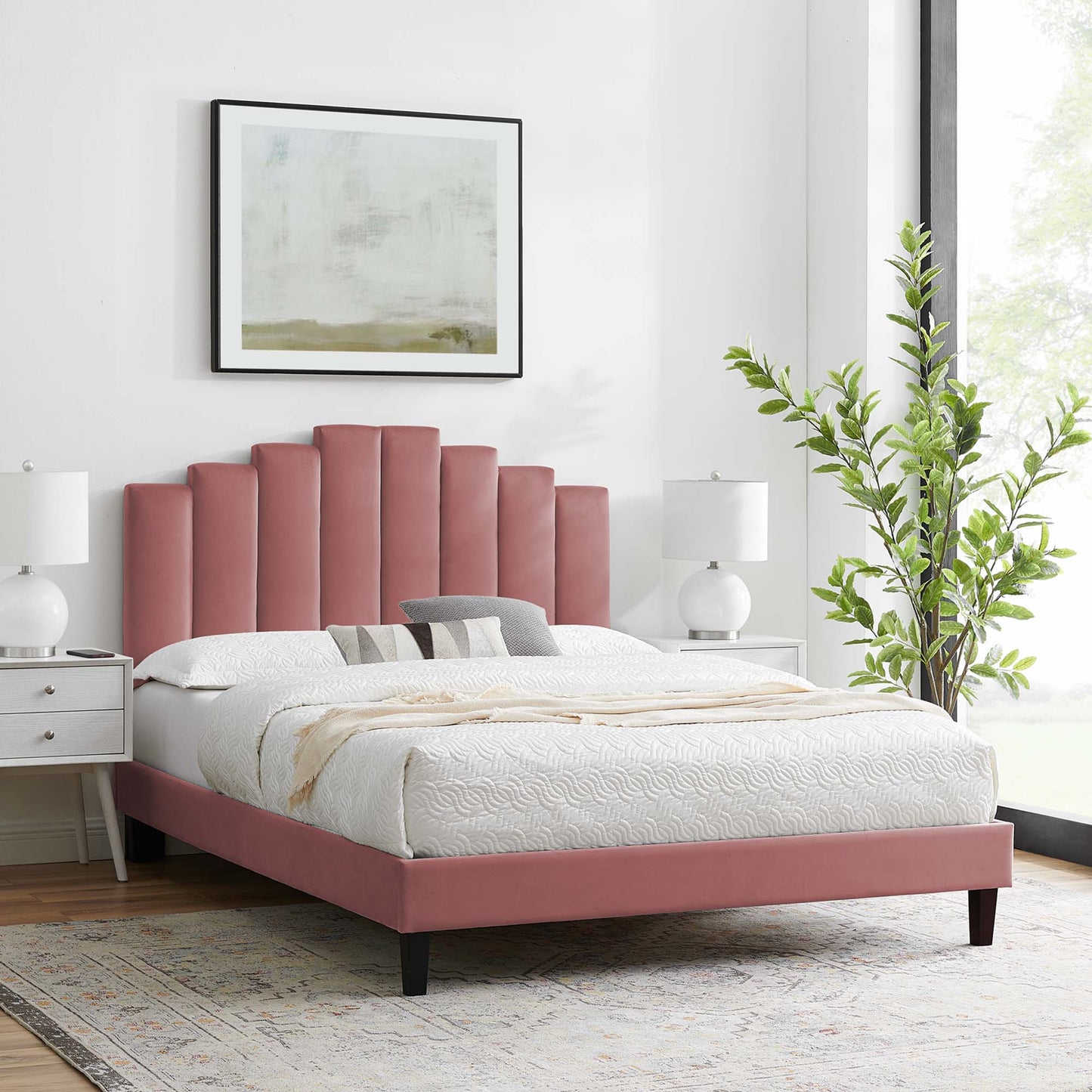 Elise Performance Velvet Twin Platform Bed