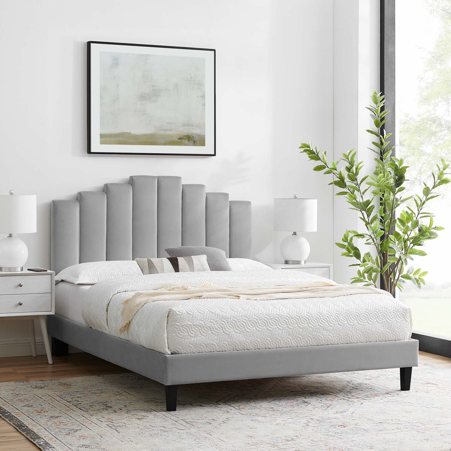 Elise Performance Velvet Twin Platform Bed