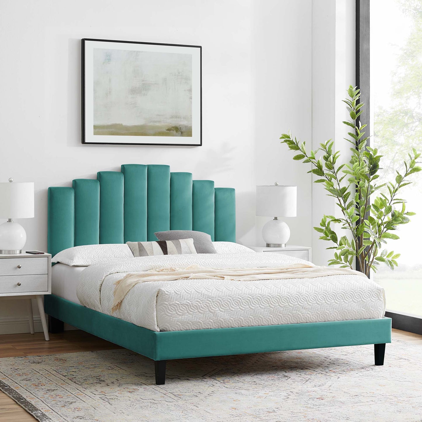 Elise Performance Velvet King Platform Bed