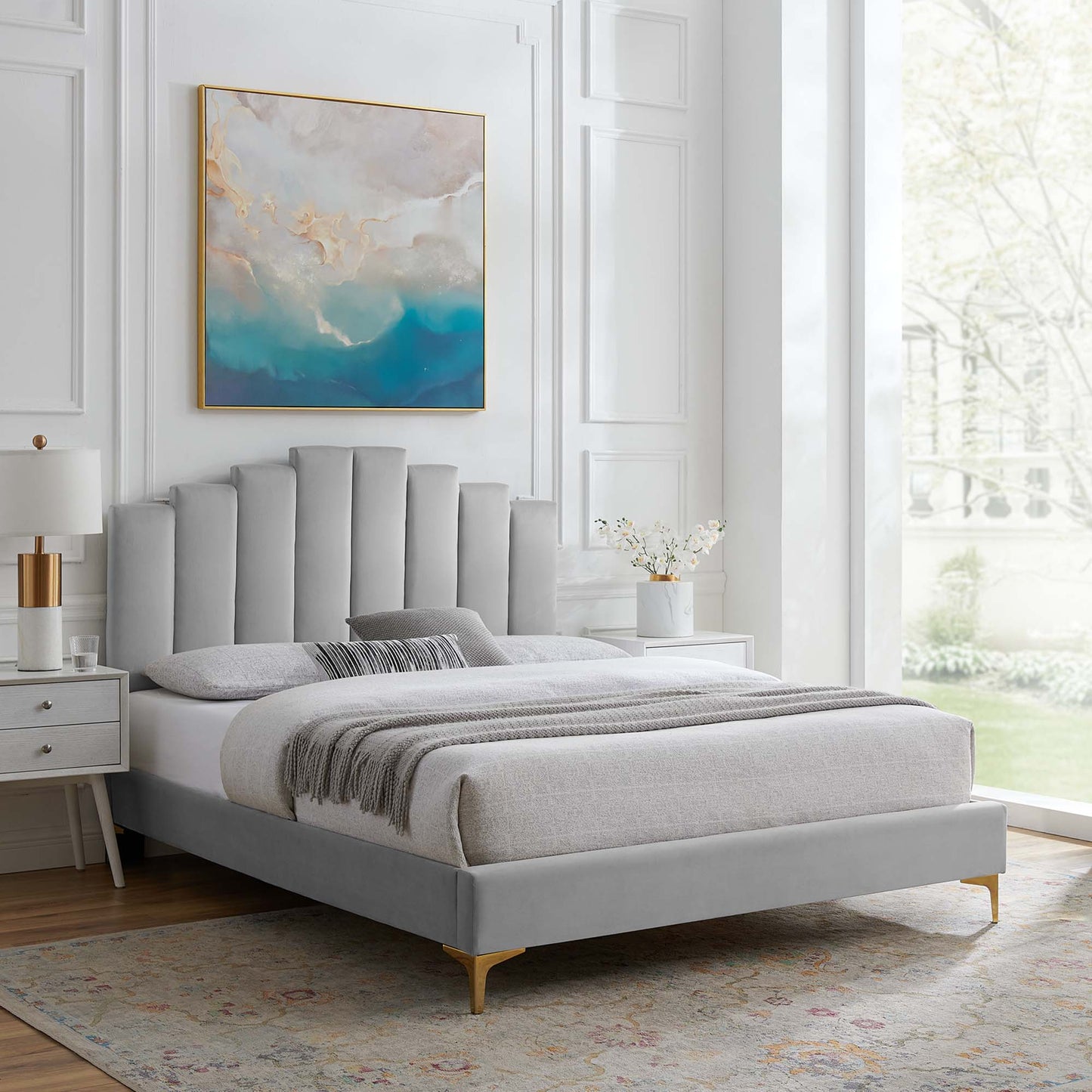 Elise Performance Velvet Twin Platform Bed