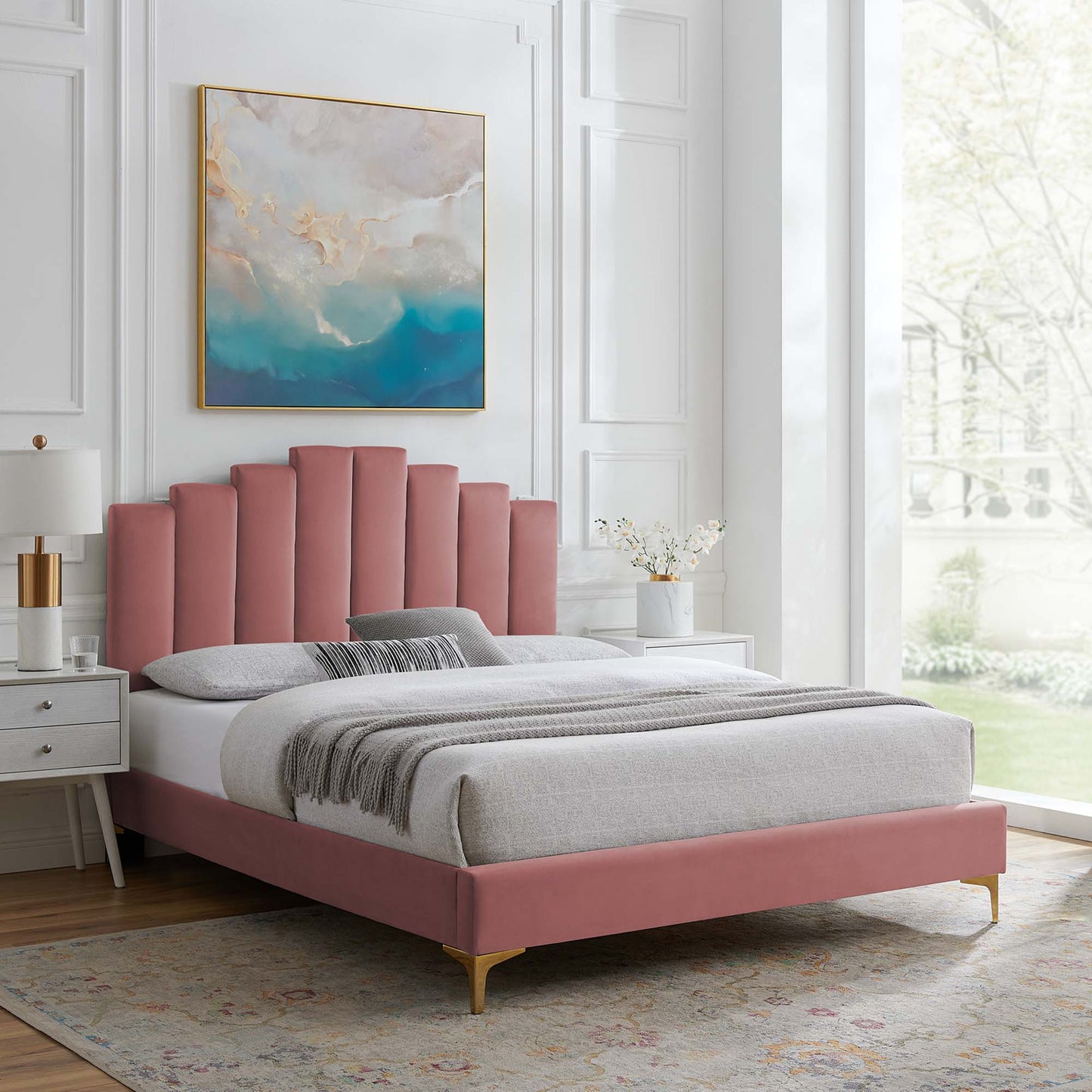 Elise Performance Velvet King Platform Bed