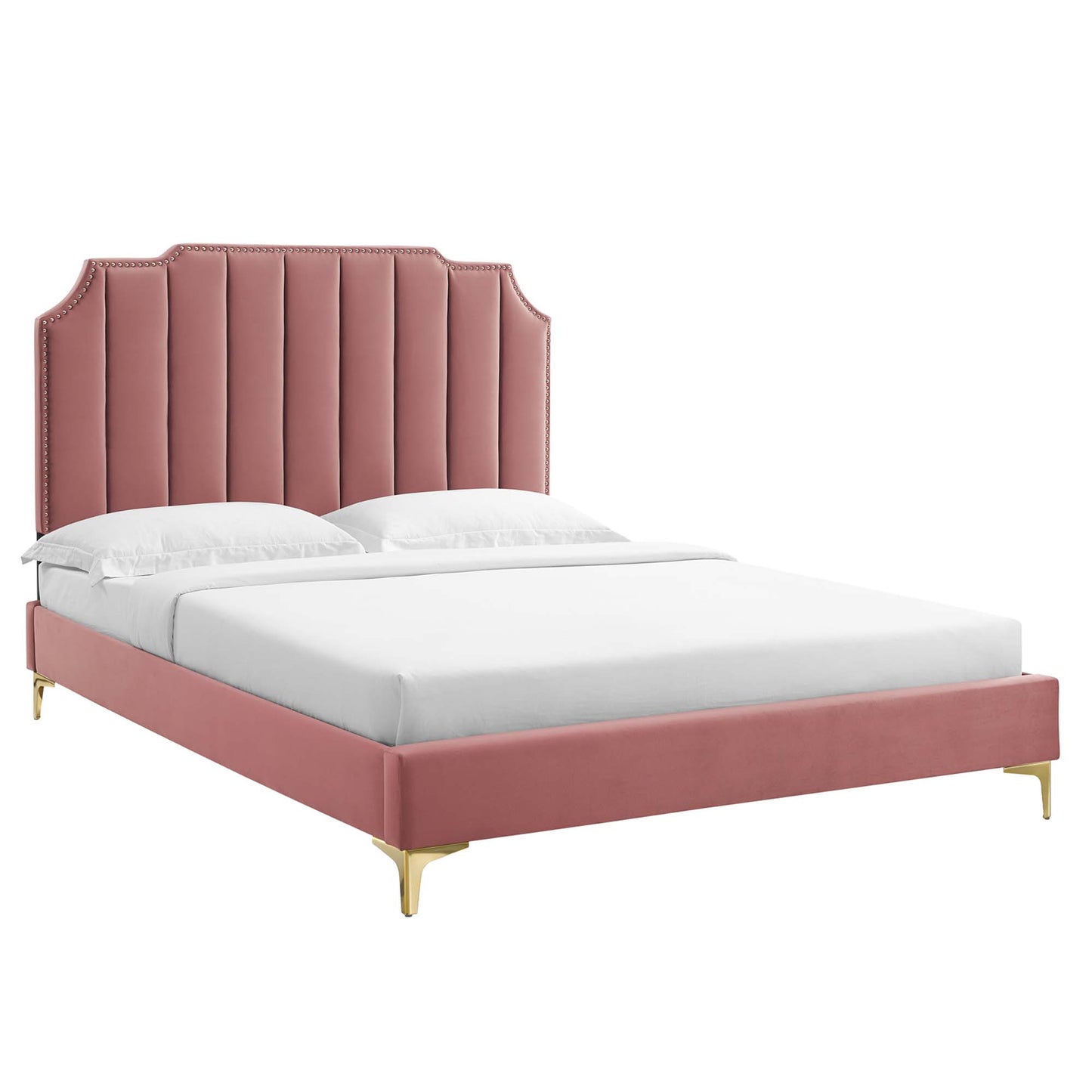 Cama King con plataforma de terciopelo Colette Performance de Modway