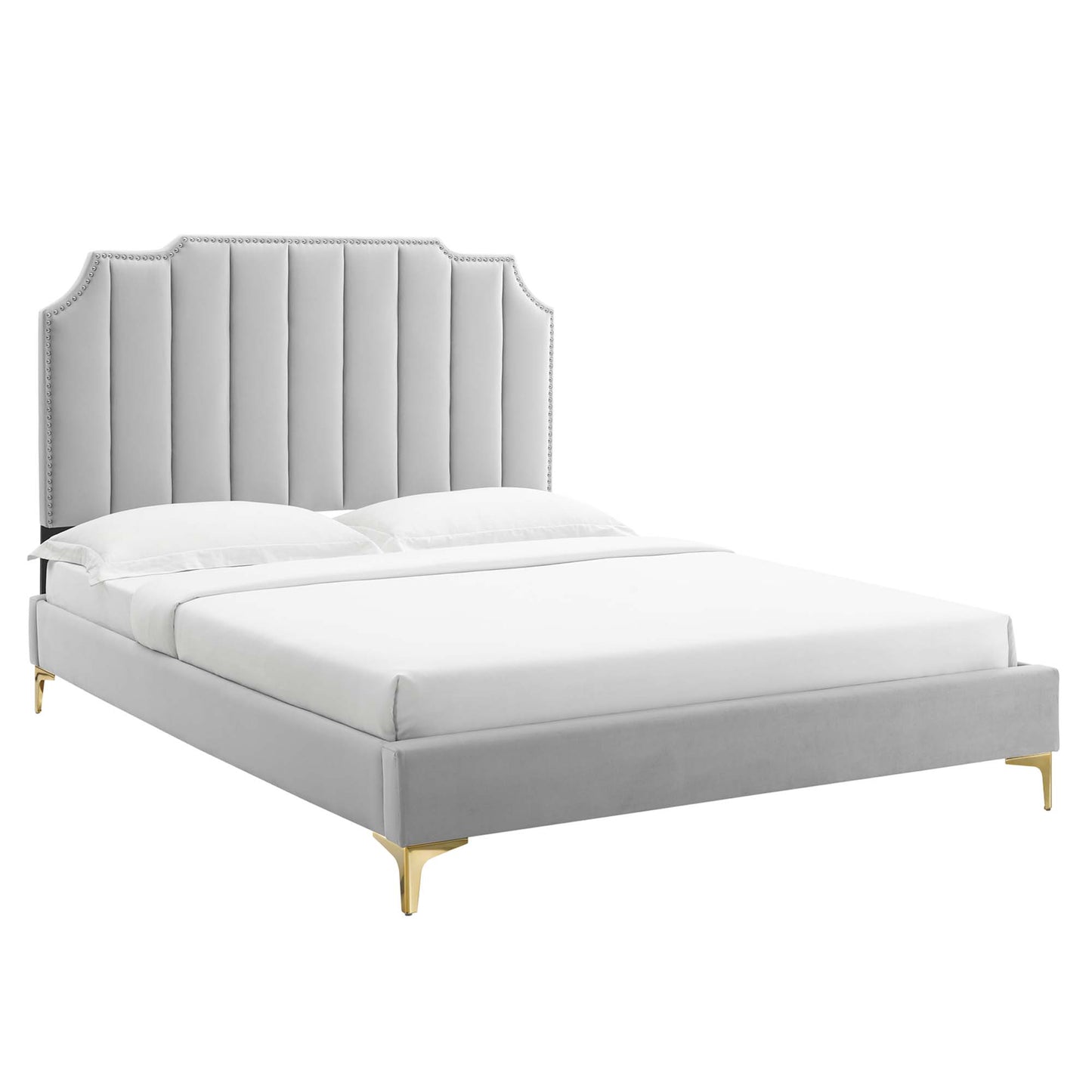 Cama King con plataforma de terciopelo Colette Performance de Modway