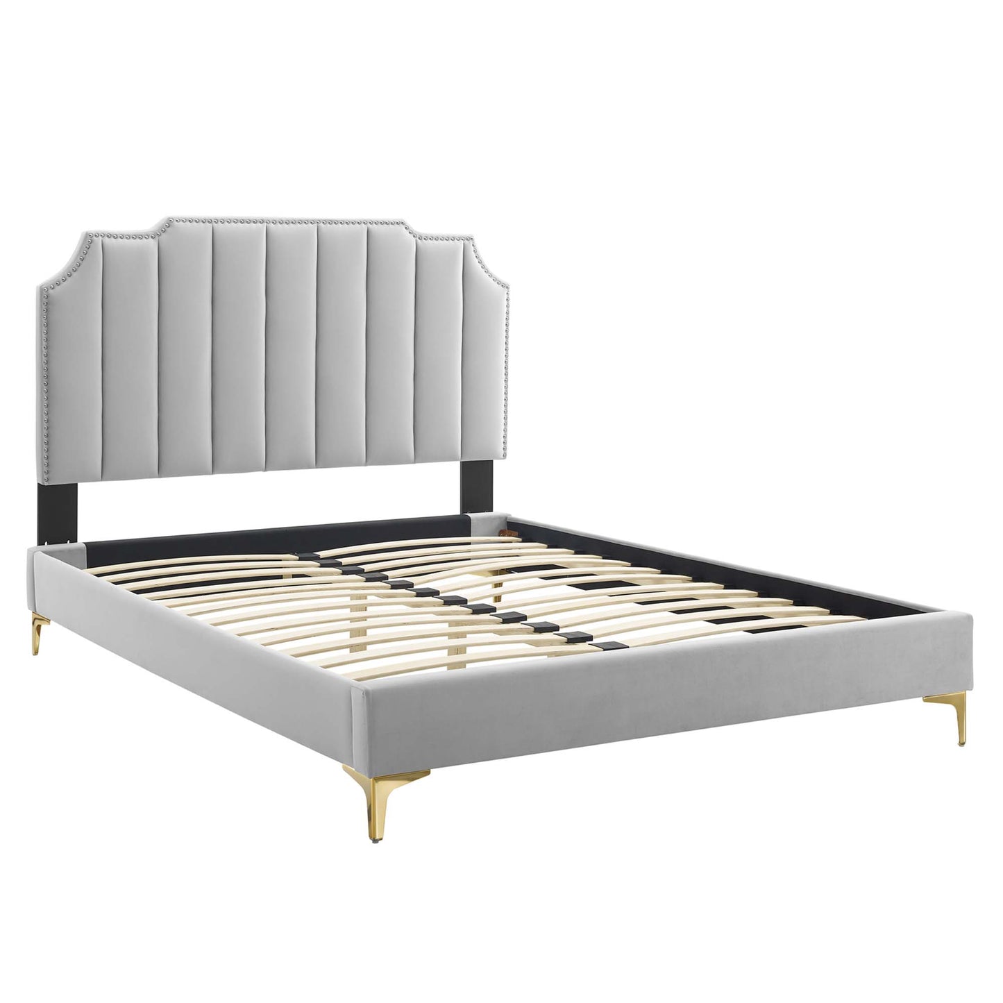 Cama King con plataforma de terciopelo Colette Performance de Modway