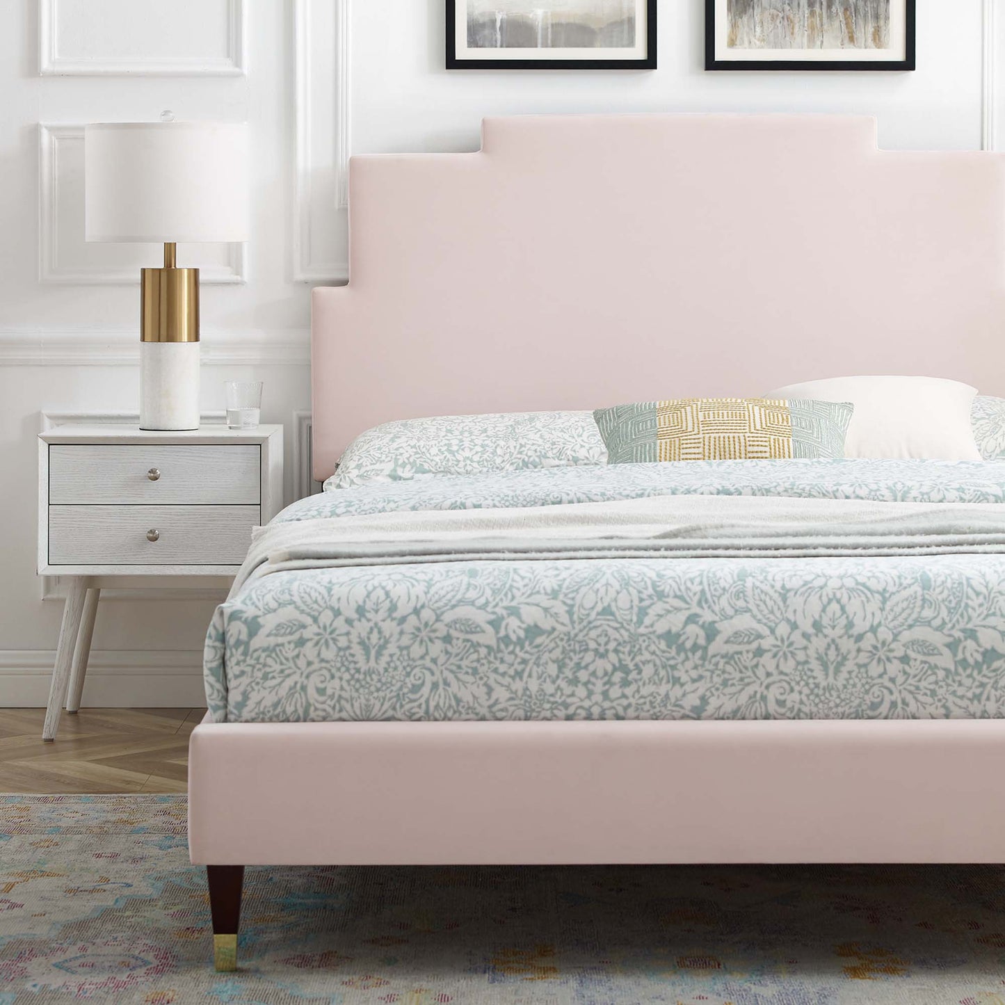 Lindsey Performance Velvet Full Platform Bed