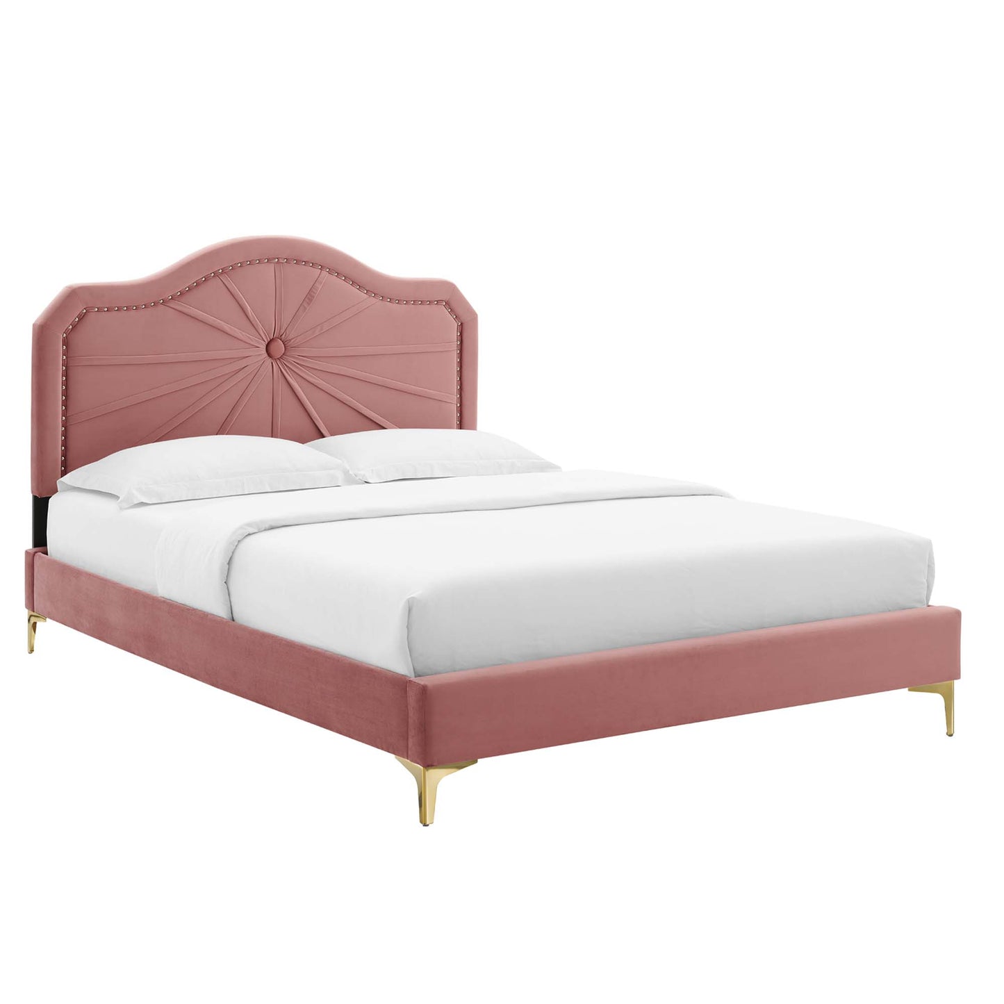 Cama King con plataforma Portia Performance Velvet de Modway