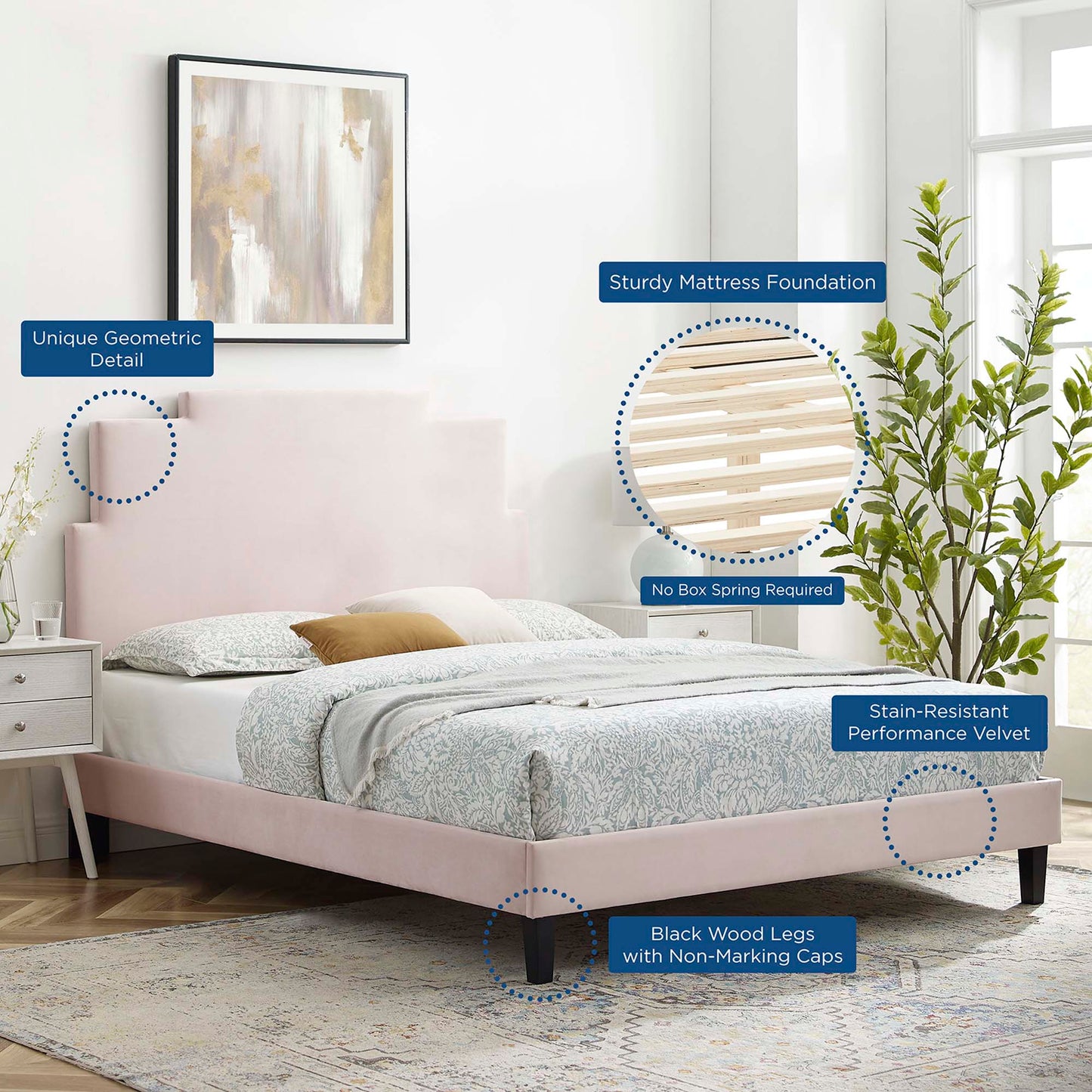 Cama de plataforma completa Lindsey Performance Velvet de Modway