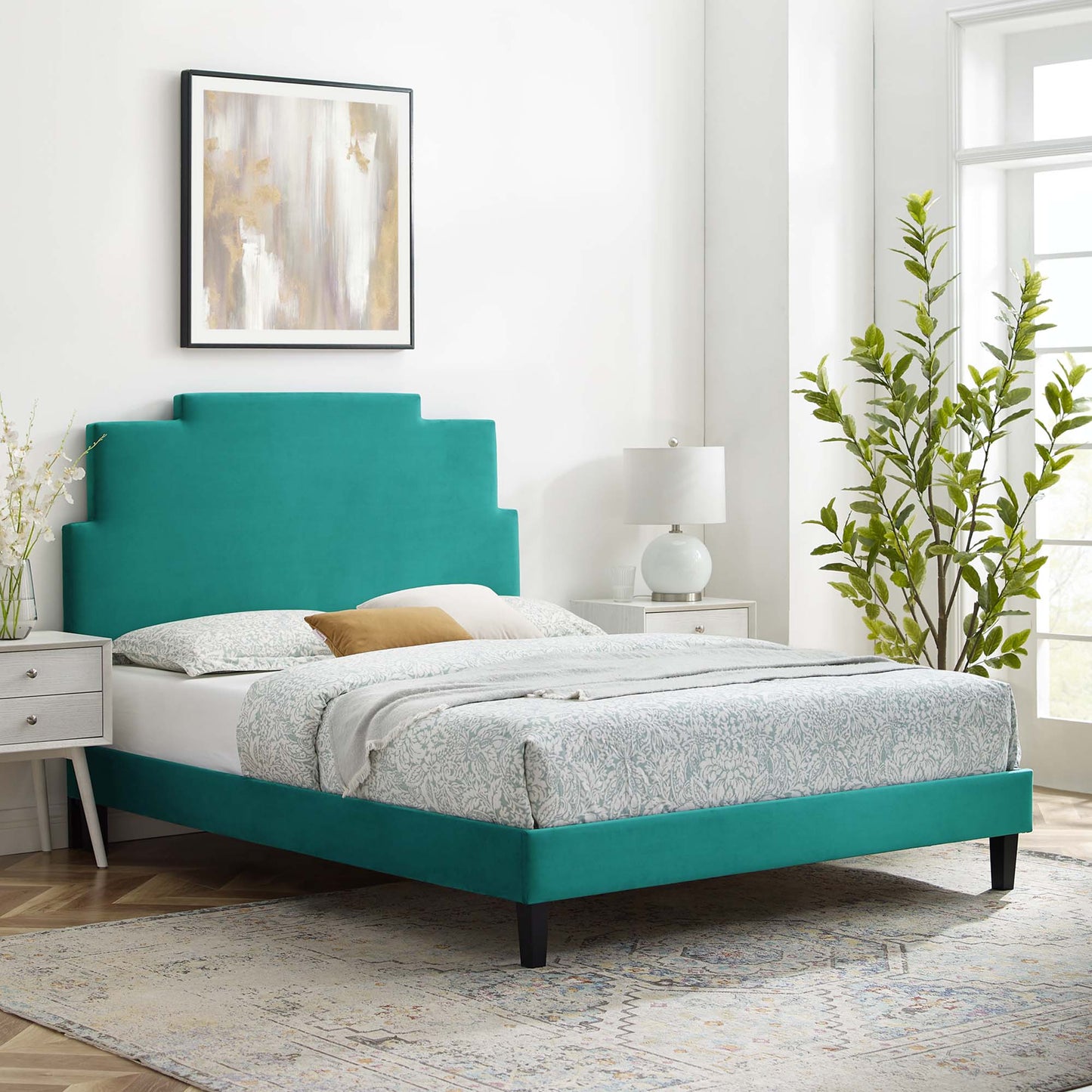 Cama de plataforma completa Lindsey Performance Velvet de Modway