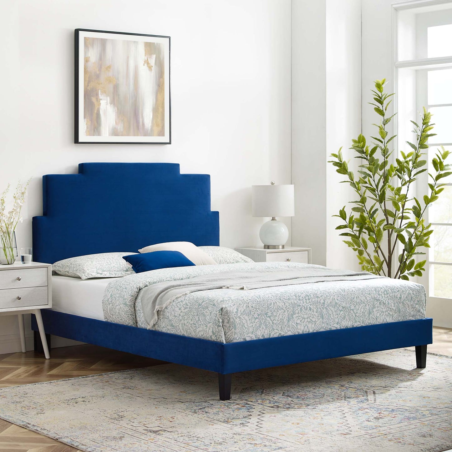 Lindsey Performance Velvet King Platform Bed