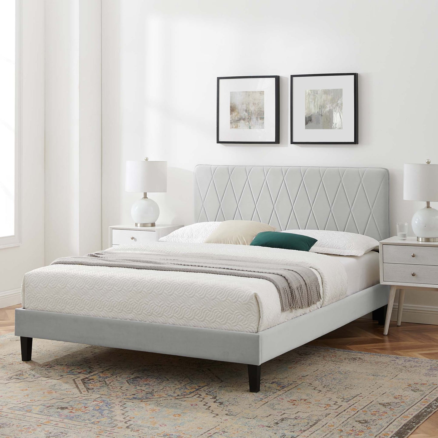 Phillipa Performance Velvet King Platform Bed