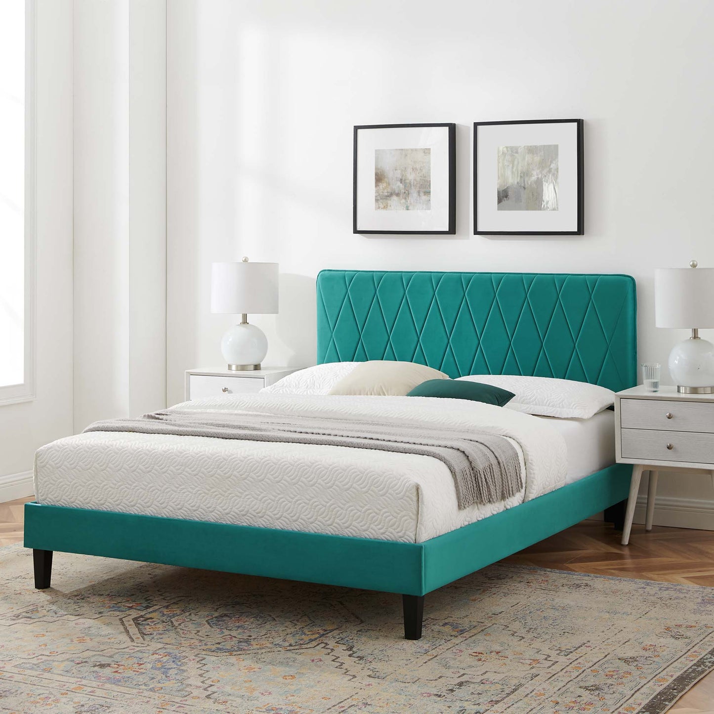 Phillipa Performance Velvet King Platform Bed