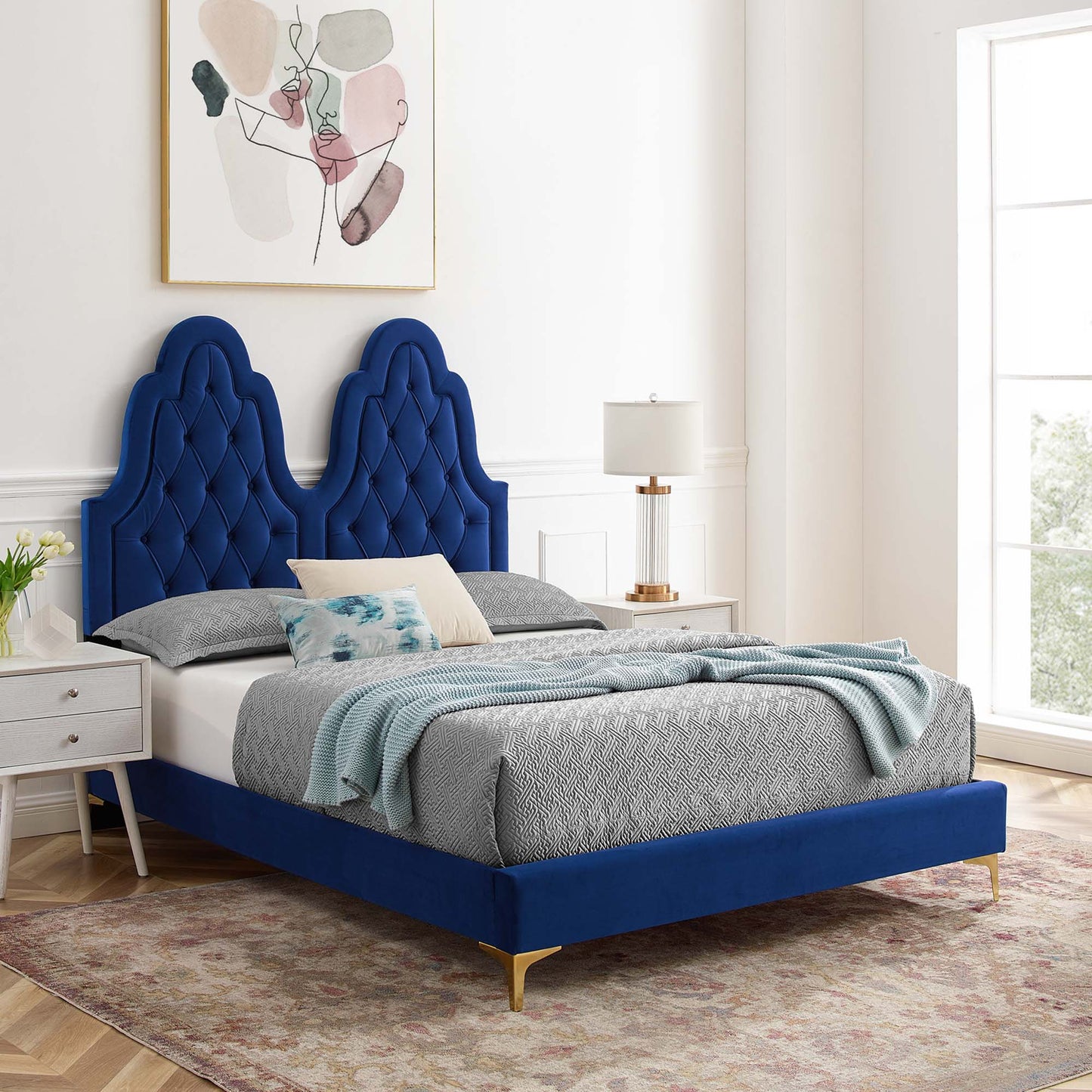 Alexandria Tufted Performance Velvet Twin Platform Bed