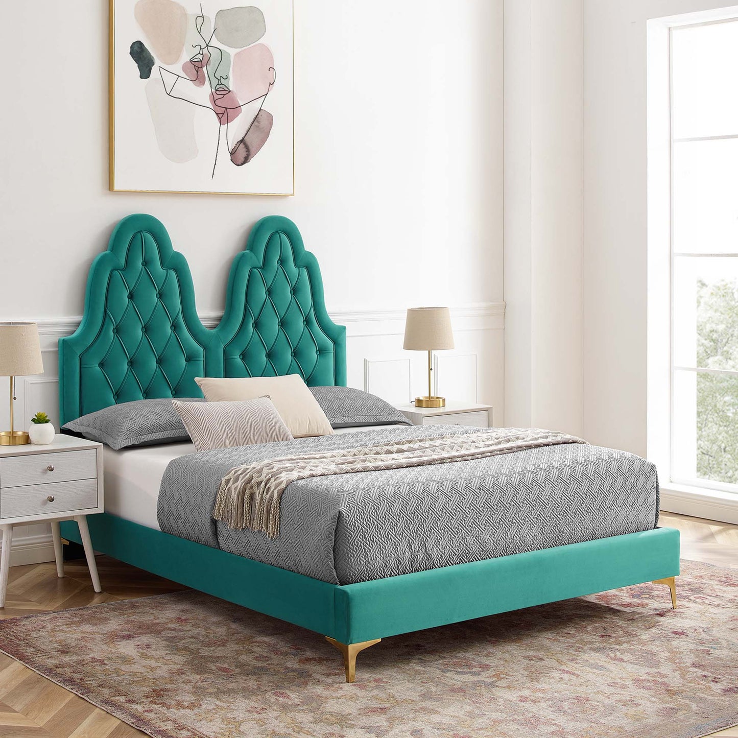 Alexandria Tufted Performance Velvet King Platform Bed