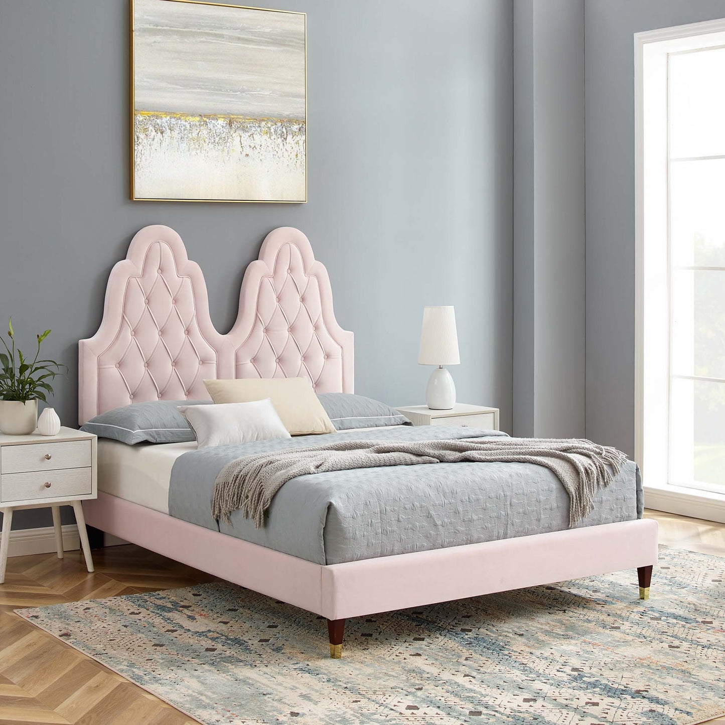 Alexandria Tufted Performance Velvet King Platform Bed