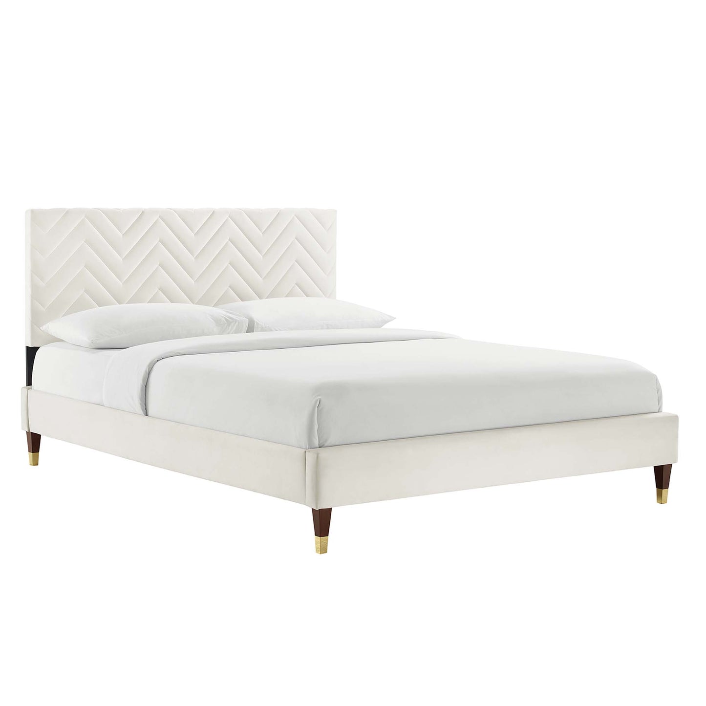 Leah Chevron Tufted Performance Velvet Queen Platform Bed