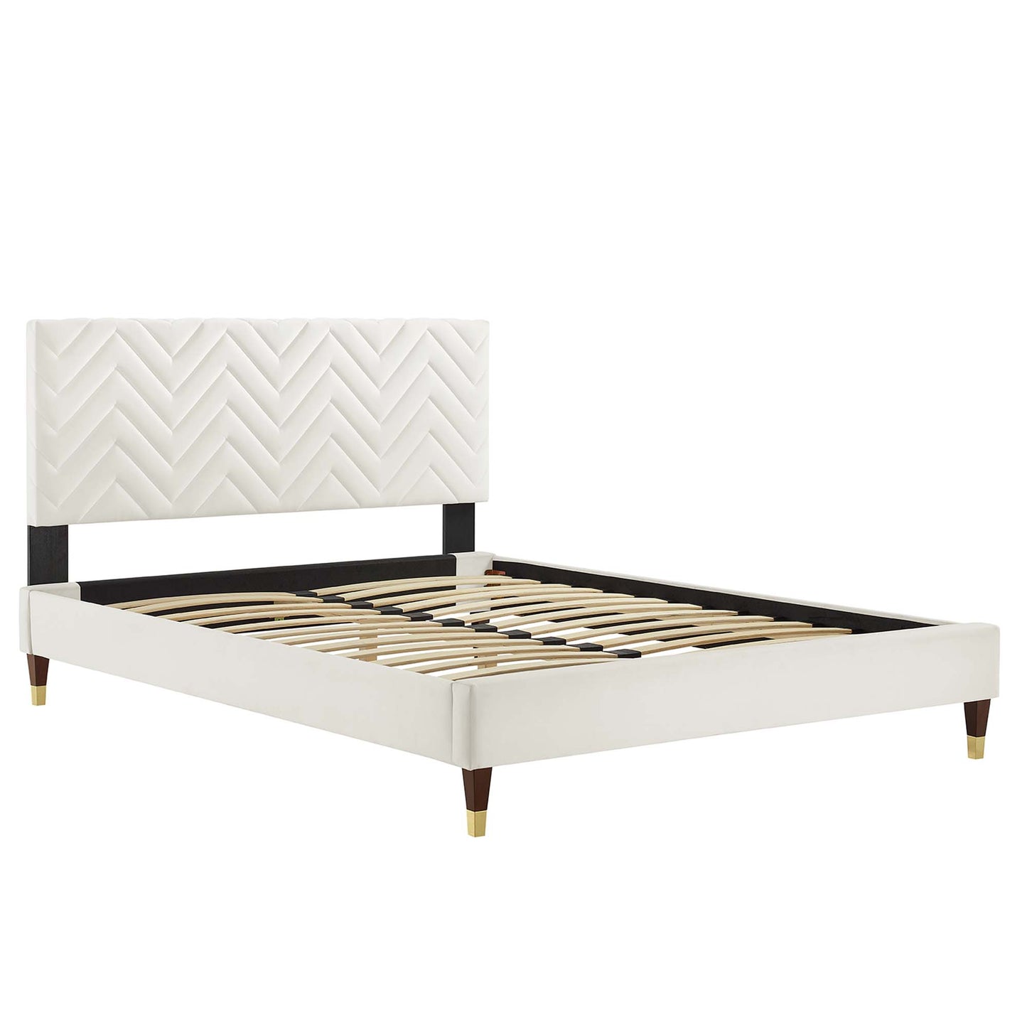 Leah Chevron Tufted Performance Velvet Queen Platform Bed