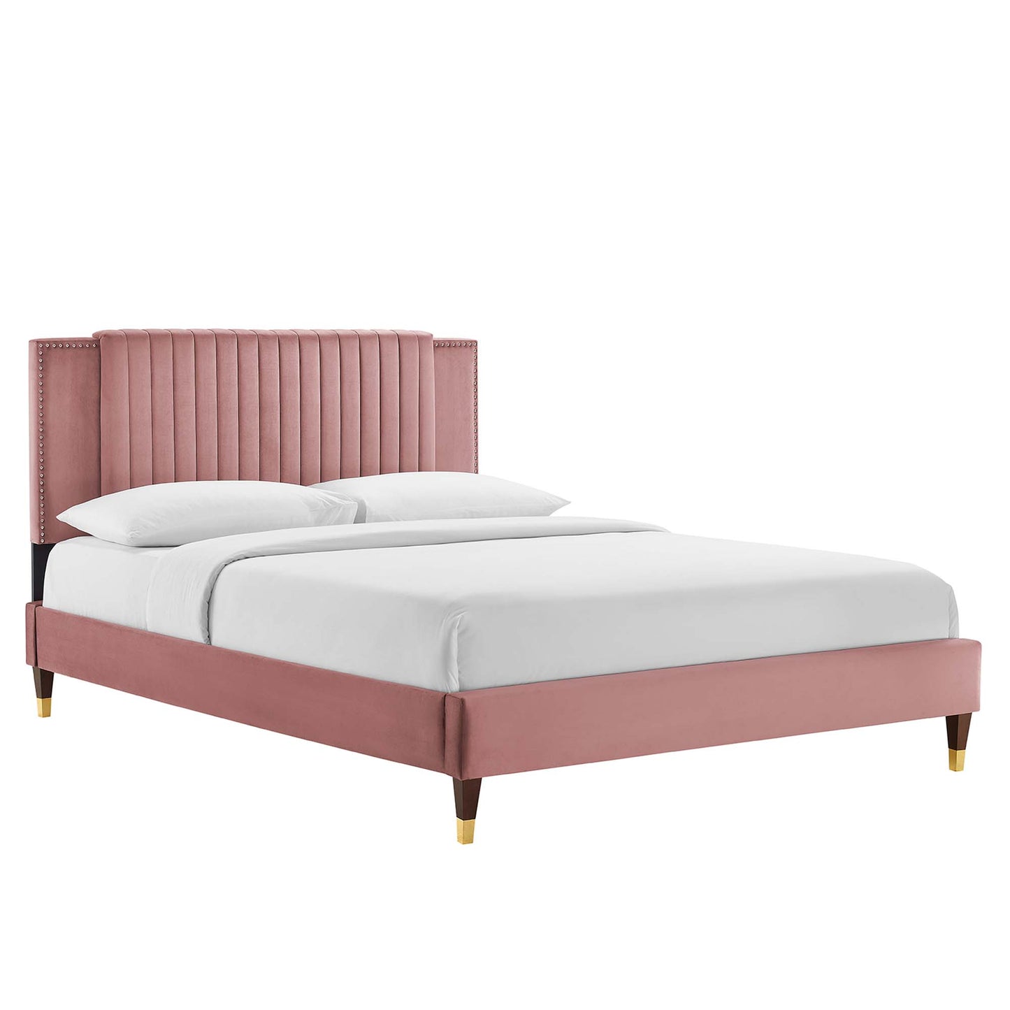 Zahra Channel Tufted Performance Velvet Queen Platform Bed