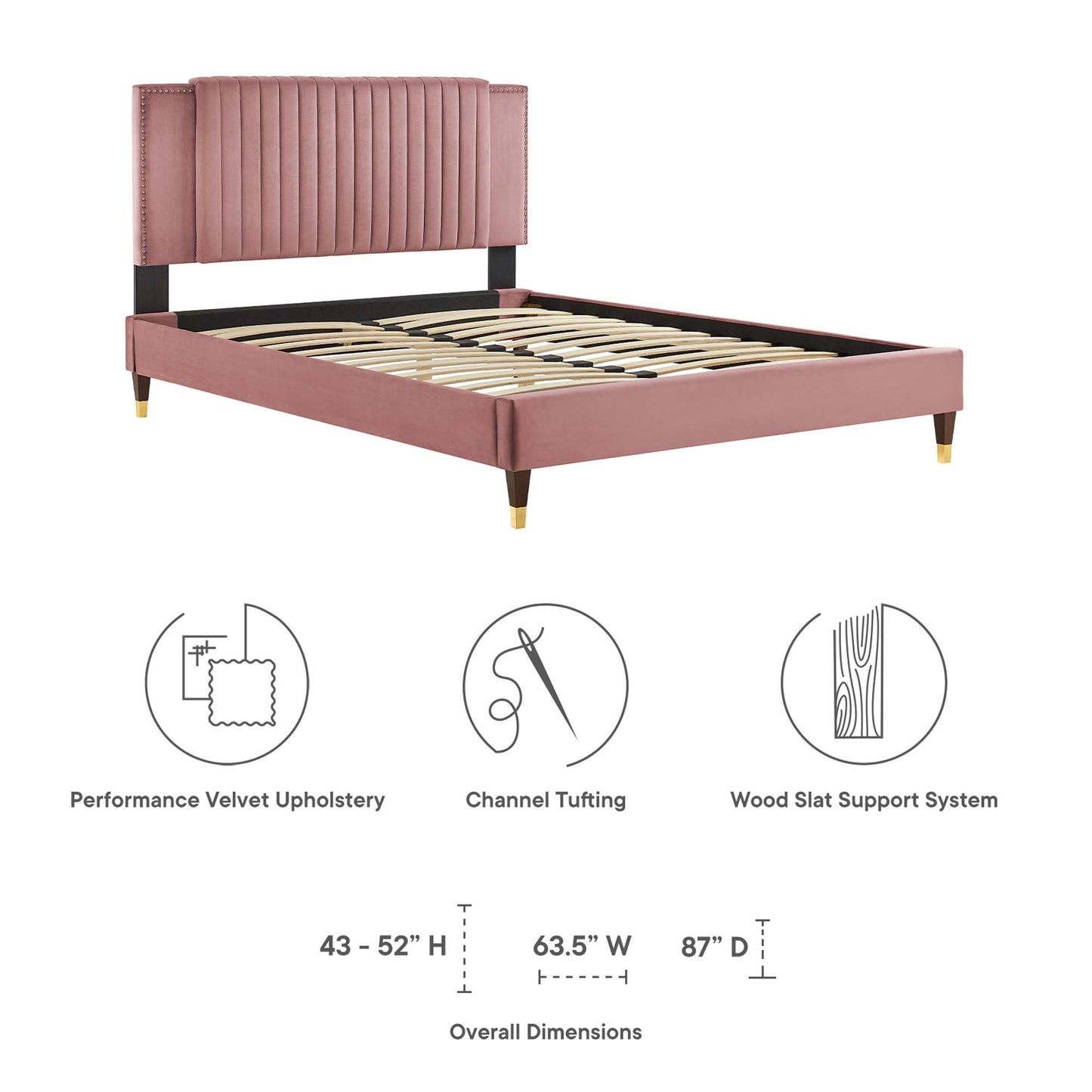 Zahra Channel Tufted Performance Velvet Queen Platform Bed