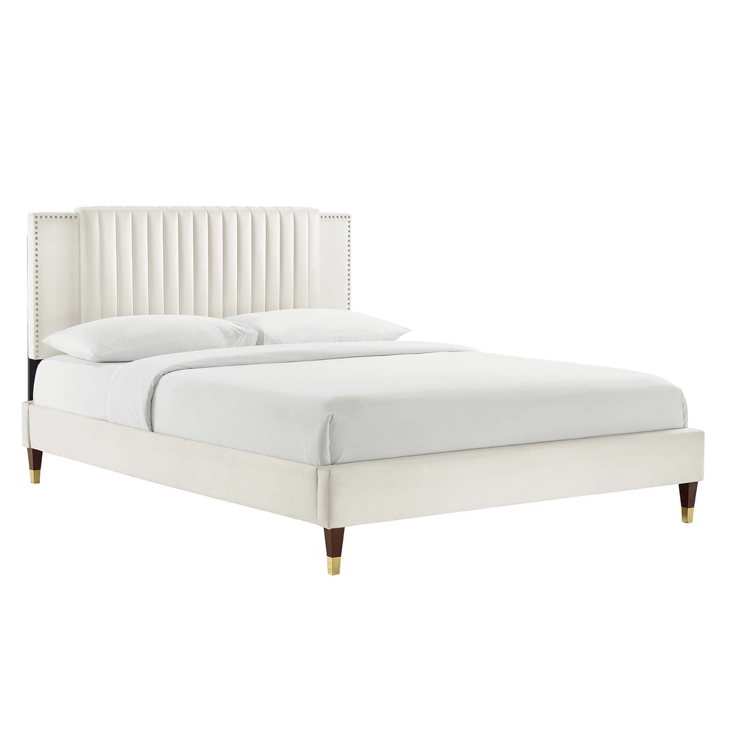 Zahra Channel Tufted Performance Velvet Queen Platform Bed