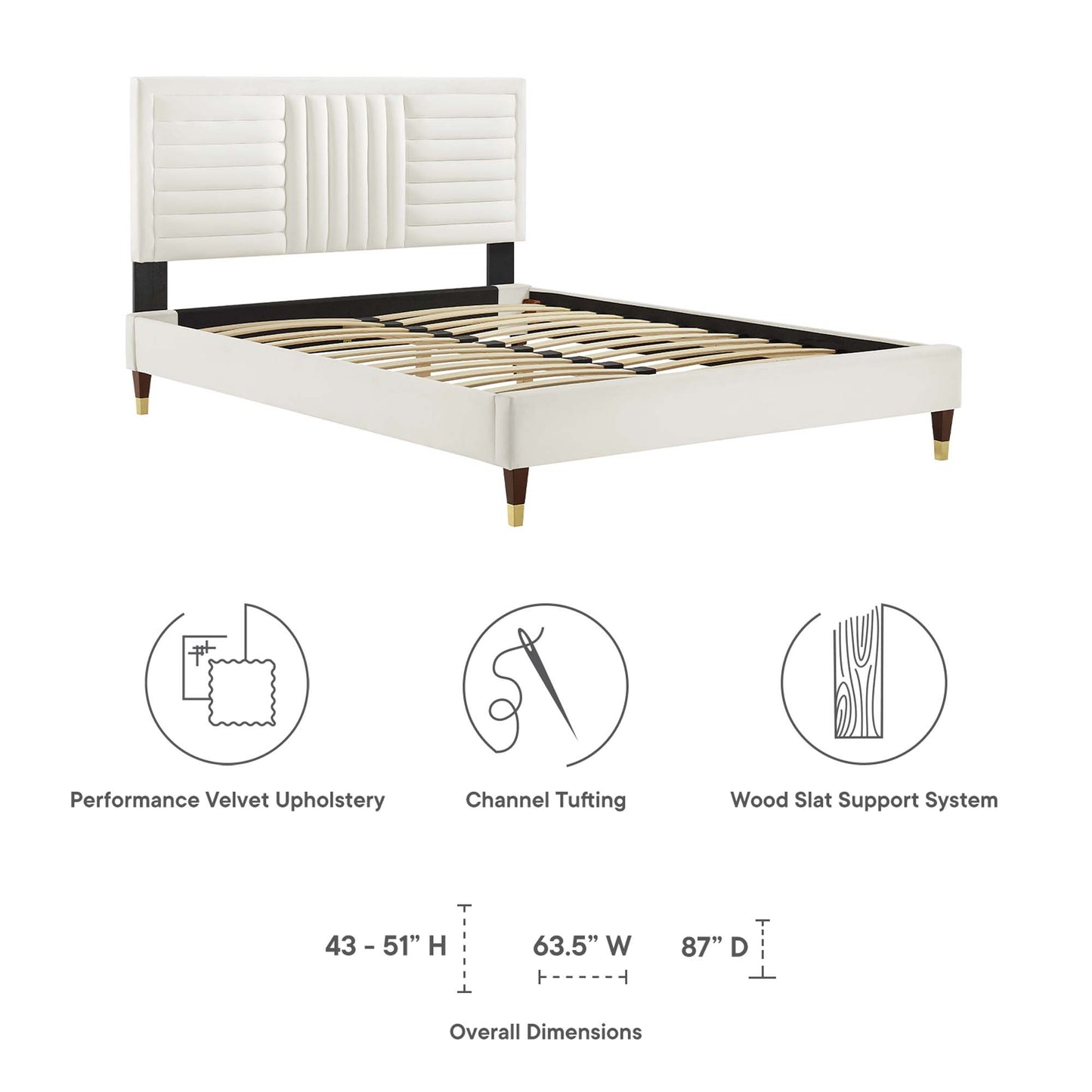 Sofia Channel Tufted Performance Velvet Queen Platform Bed