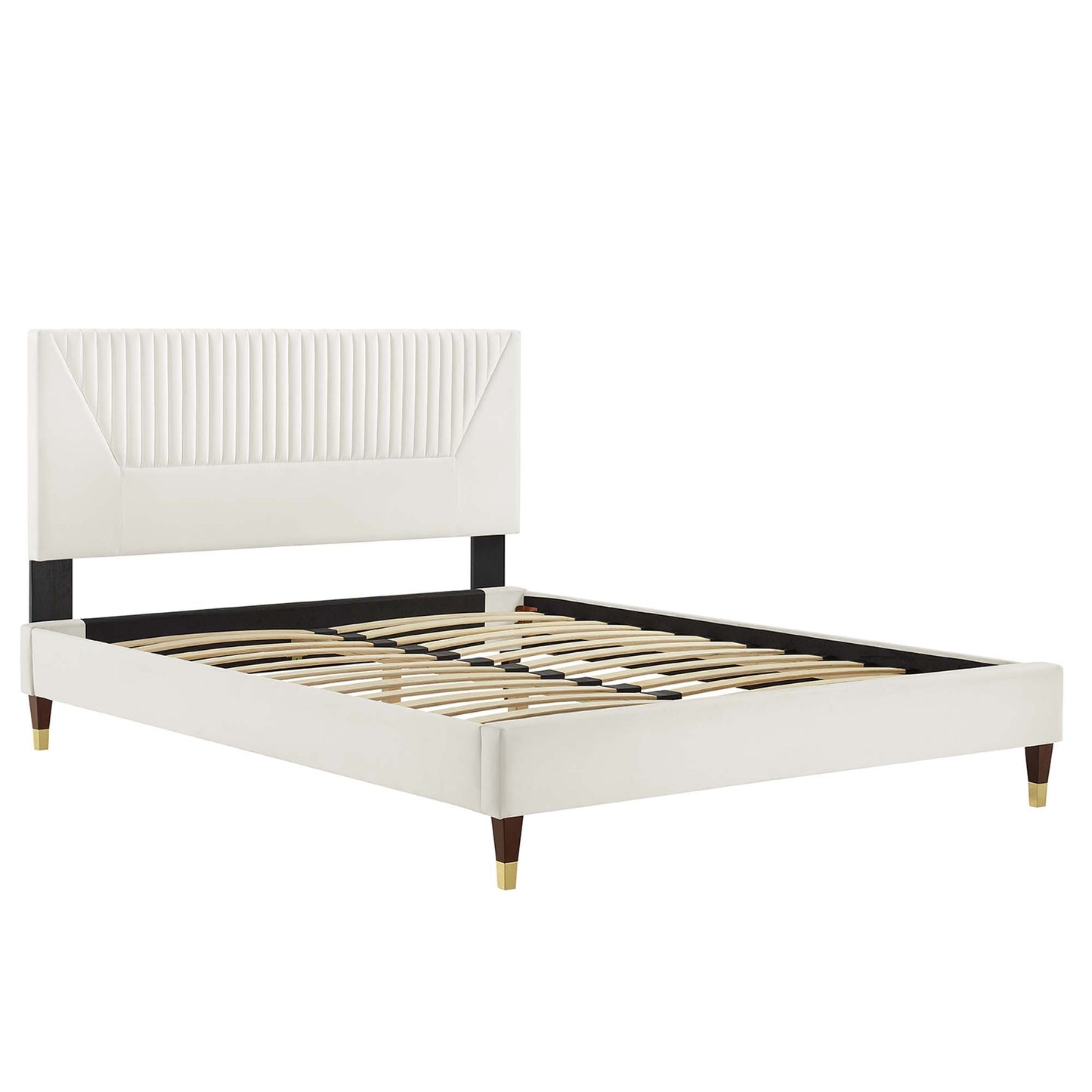 Lit plateforme queen en velours touffeté Yasmine Channel de Modway