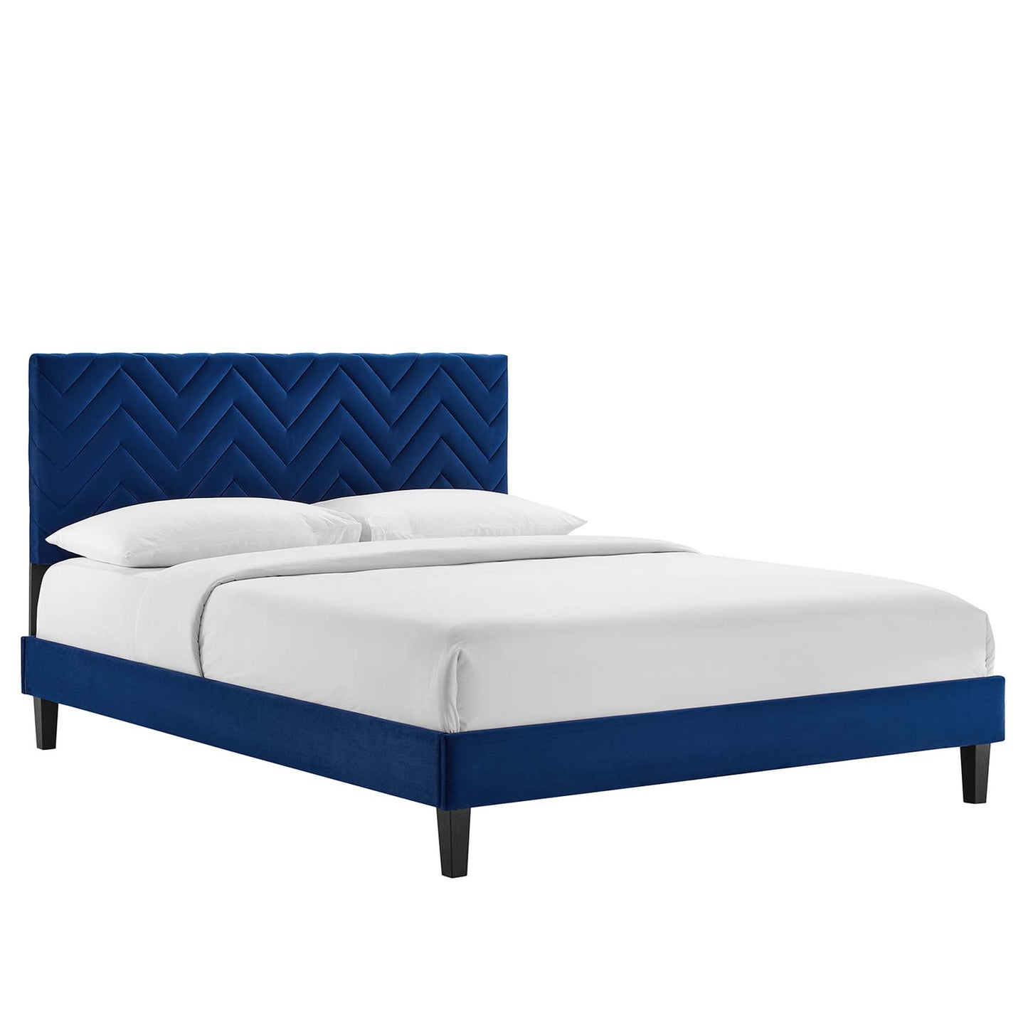 Leah Chevron Tufted Performance Velvet Queen Platform Bed