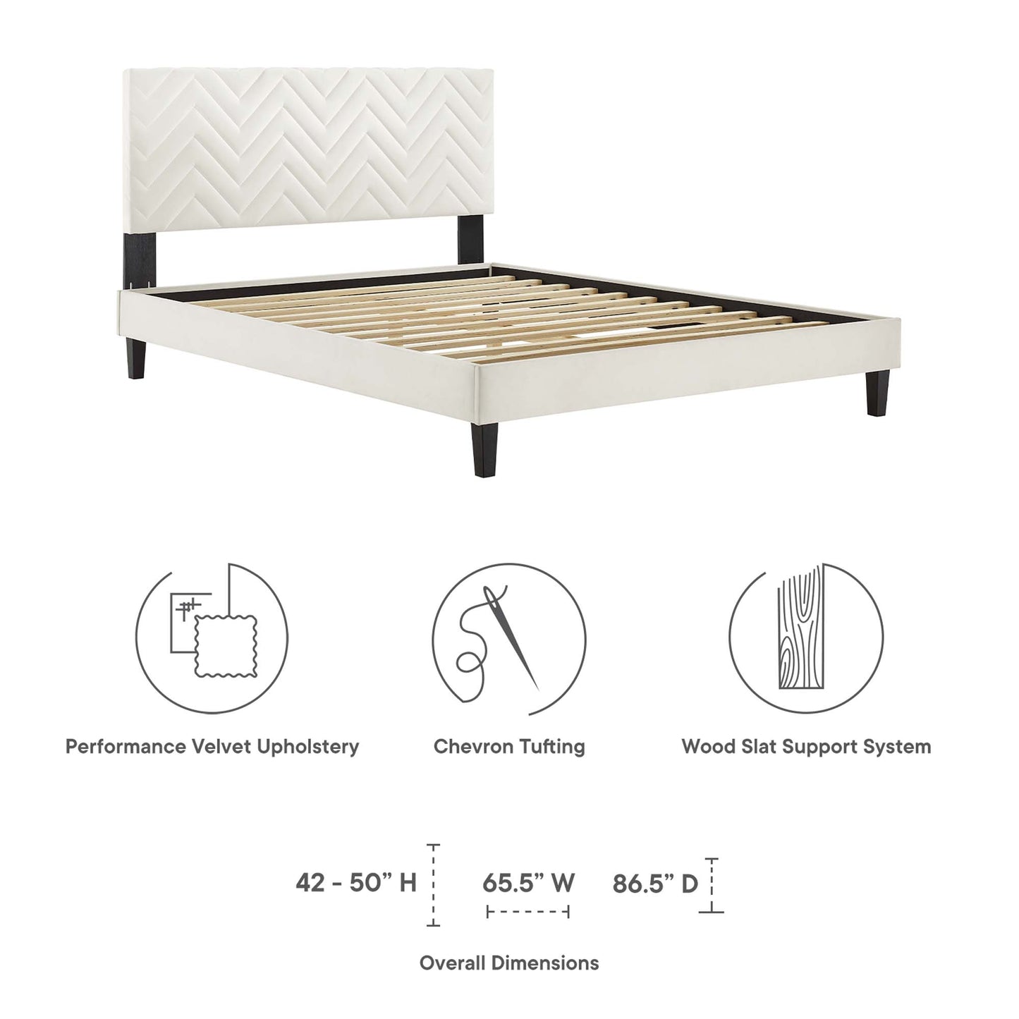 Leah Chevron Tufted Performance Velvet Queen Platform Bed