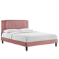 Zahra Channel Tufted Performance Velvet Queen Platform Bed