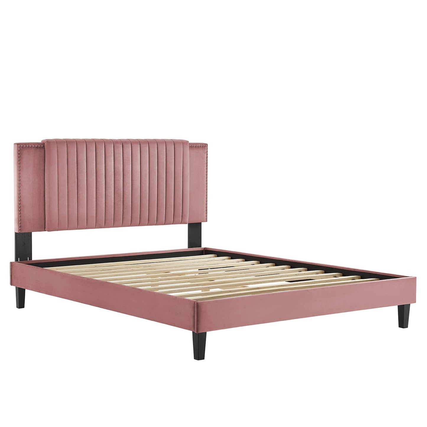 Zahra Channel Tufted Performance Velvet Queen Platform Bed