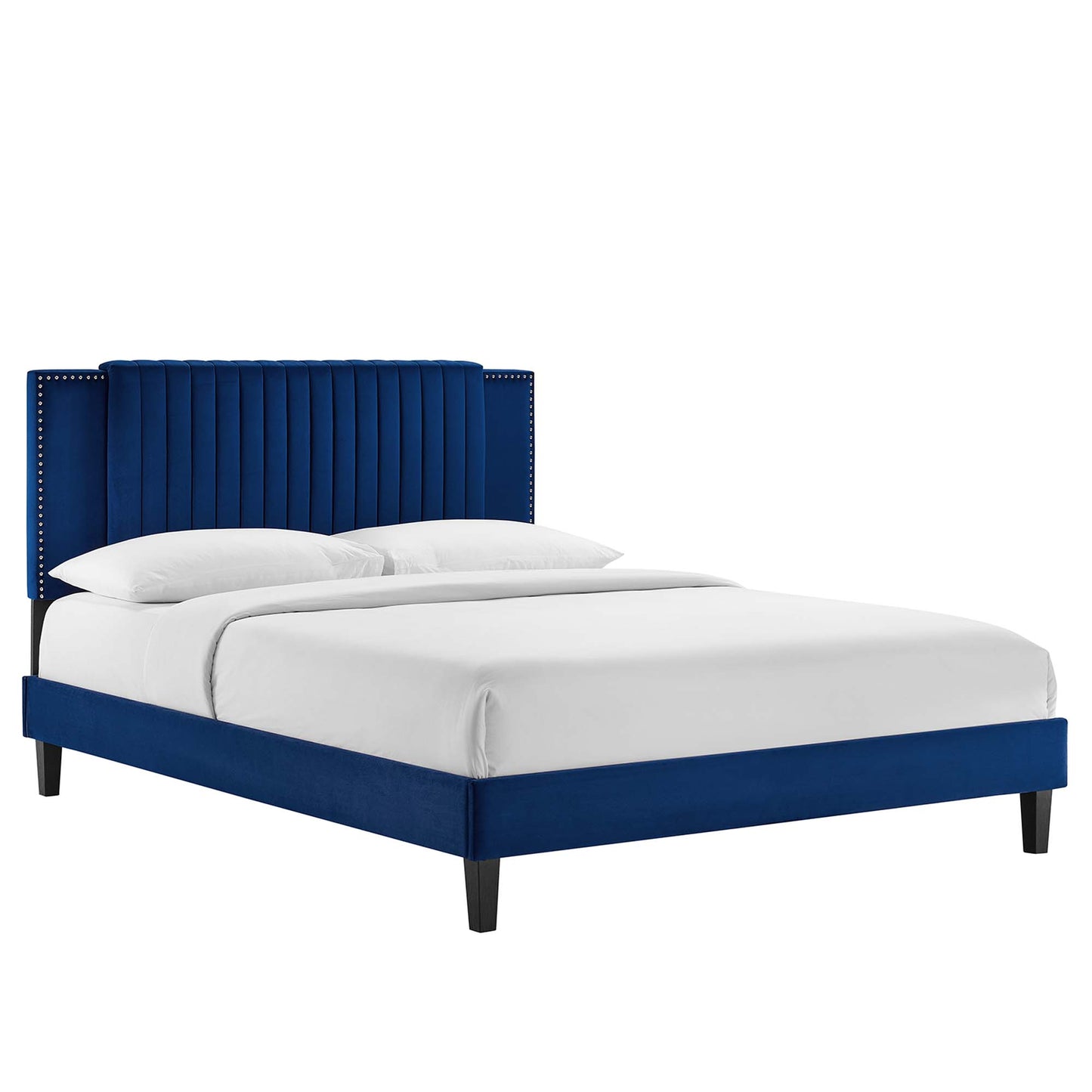 Zahra Channel Tufted Performance Velvet Queen Platform Bed