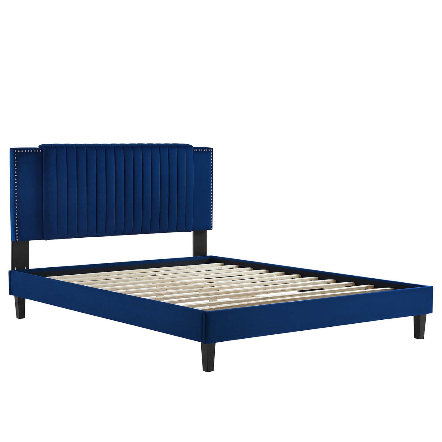 Zahra Channel Tufted Performance Velvet Queen Platform Bed