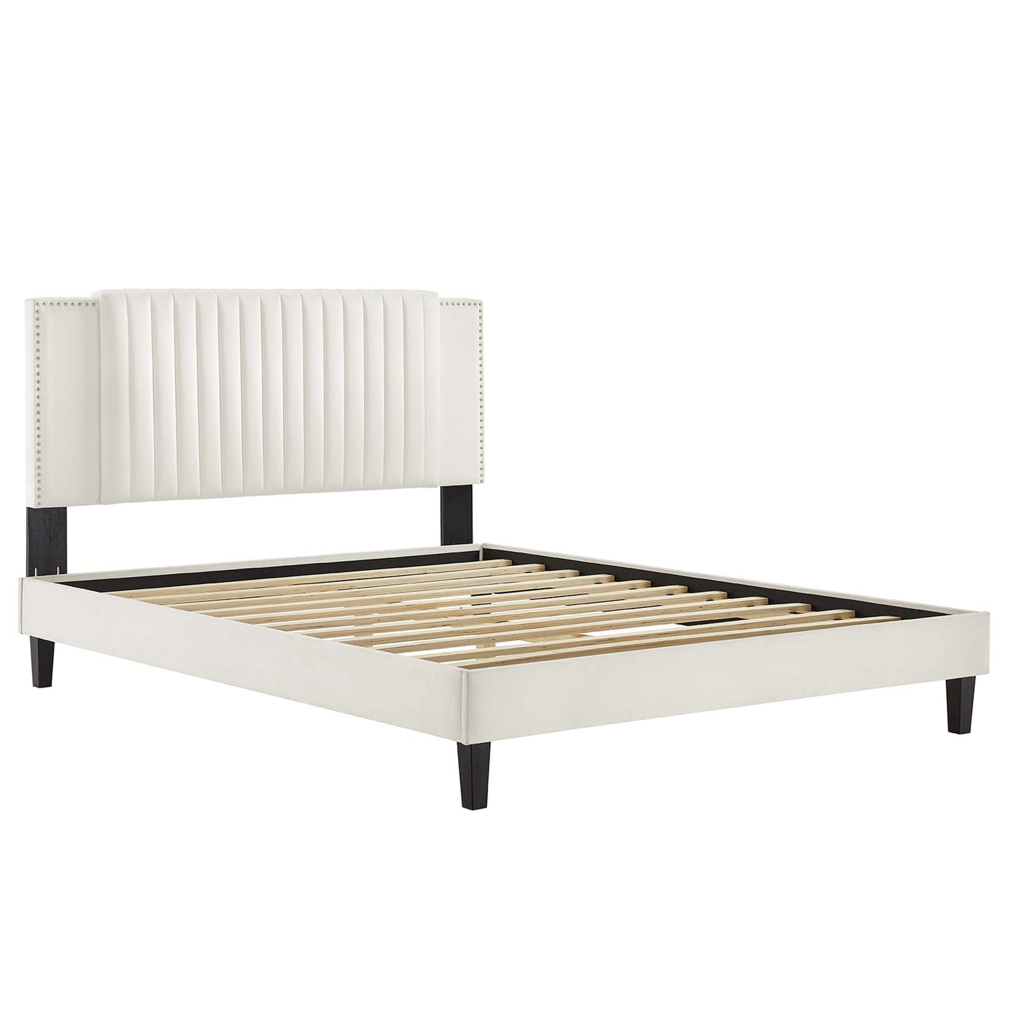 Zahra Channel Tufted Performance Velvet Queen Platform Bed