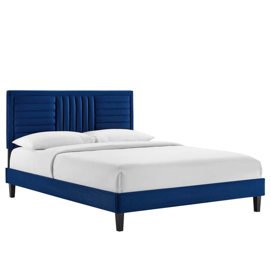 Sofia Channel Tufted Performance Velvet Queen Platform Bed