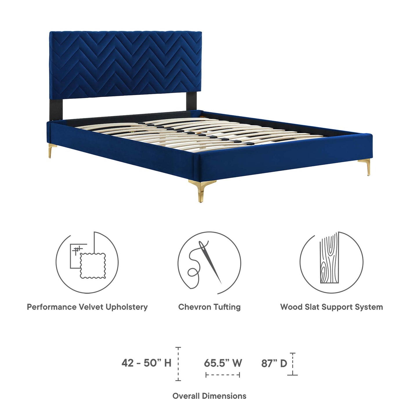 Leah Chevron Tufted Performance Velvet Queen Platform Bed