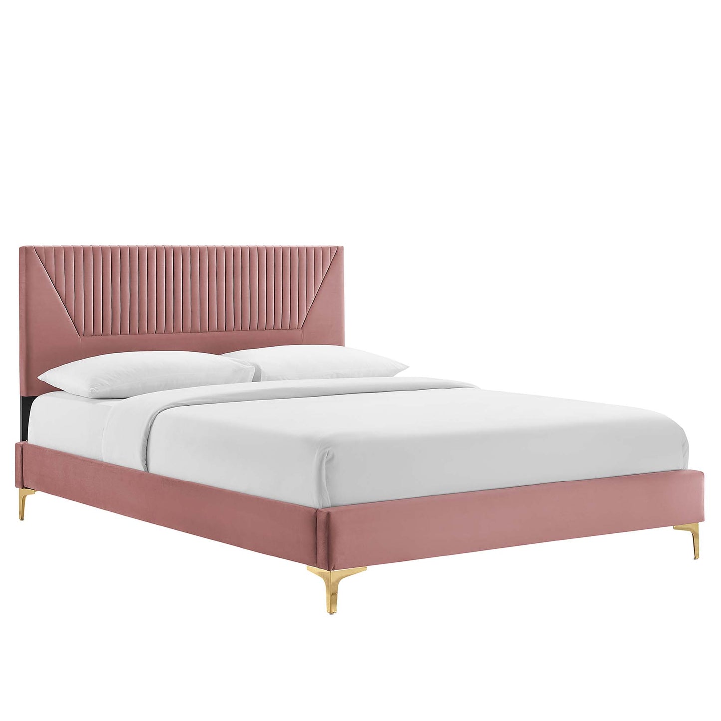 Yasmine Channel Tufted Performance Velvet Queen Platform Bed