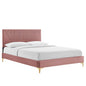 Yasmine Channel Tufted Performance Velvet Queen Platform Bed